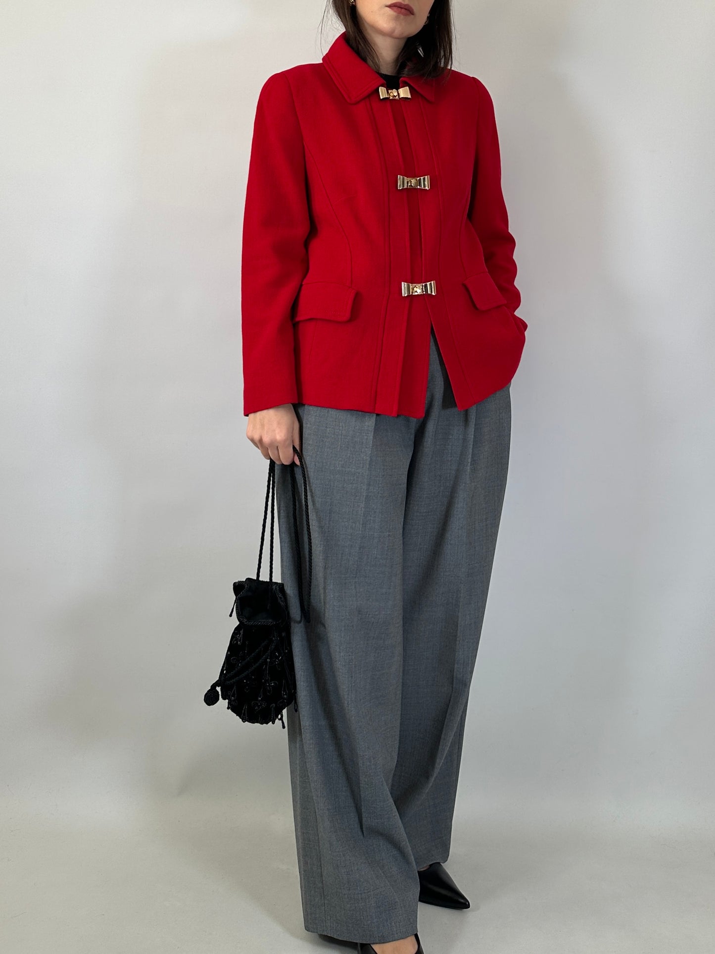 Vintage Luisa Spagnoli Red Jacket with Bow Buttons