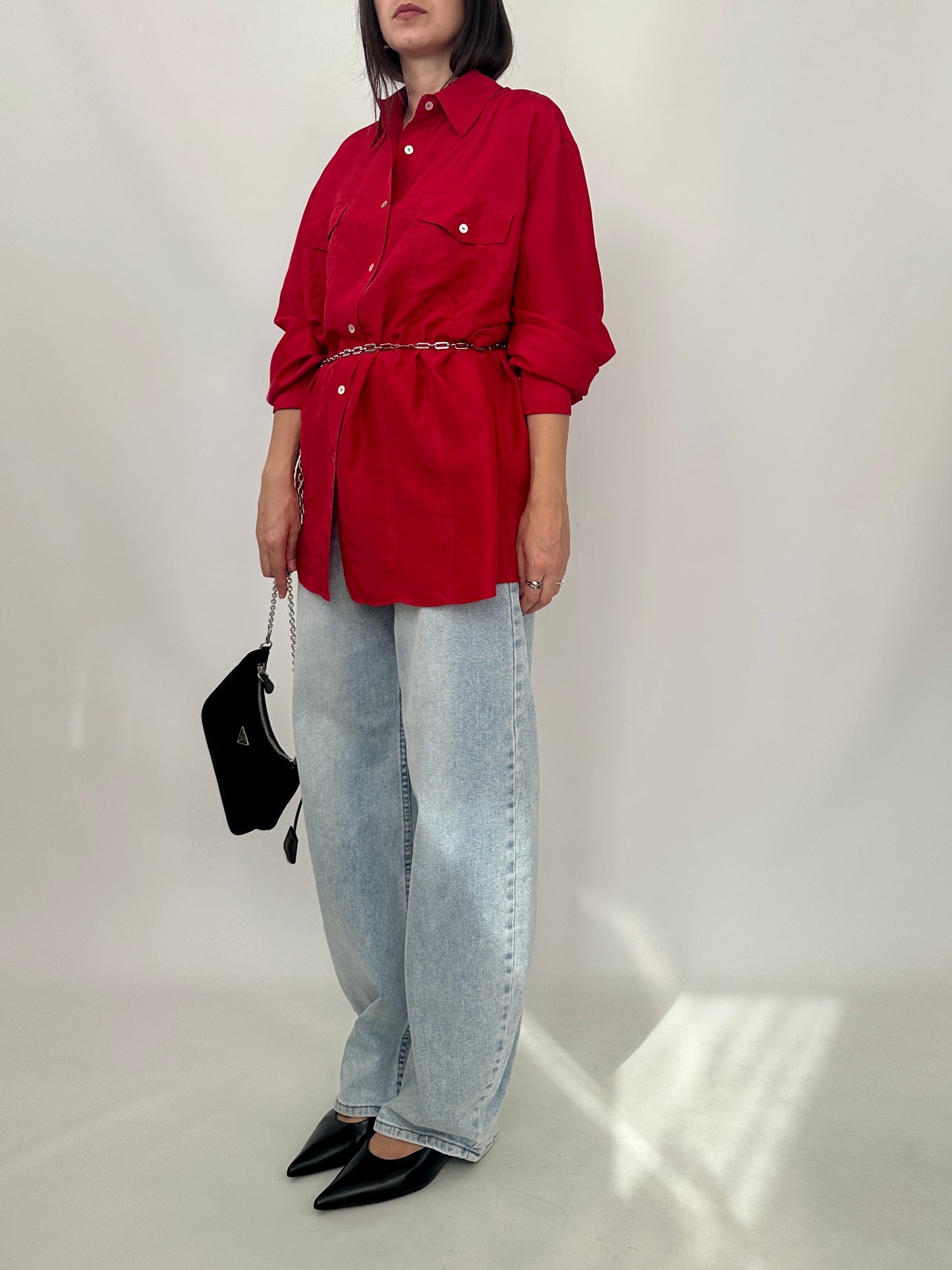 Oversized Silk Utility Shirt