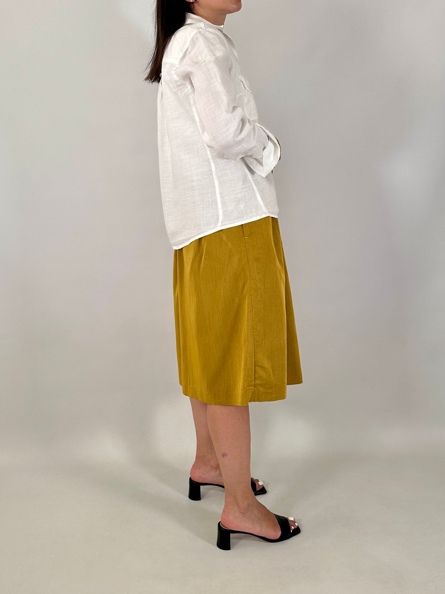 Wide-leg mustard culottes