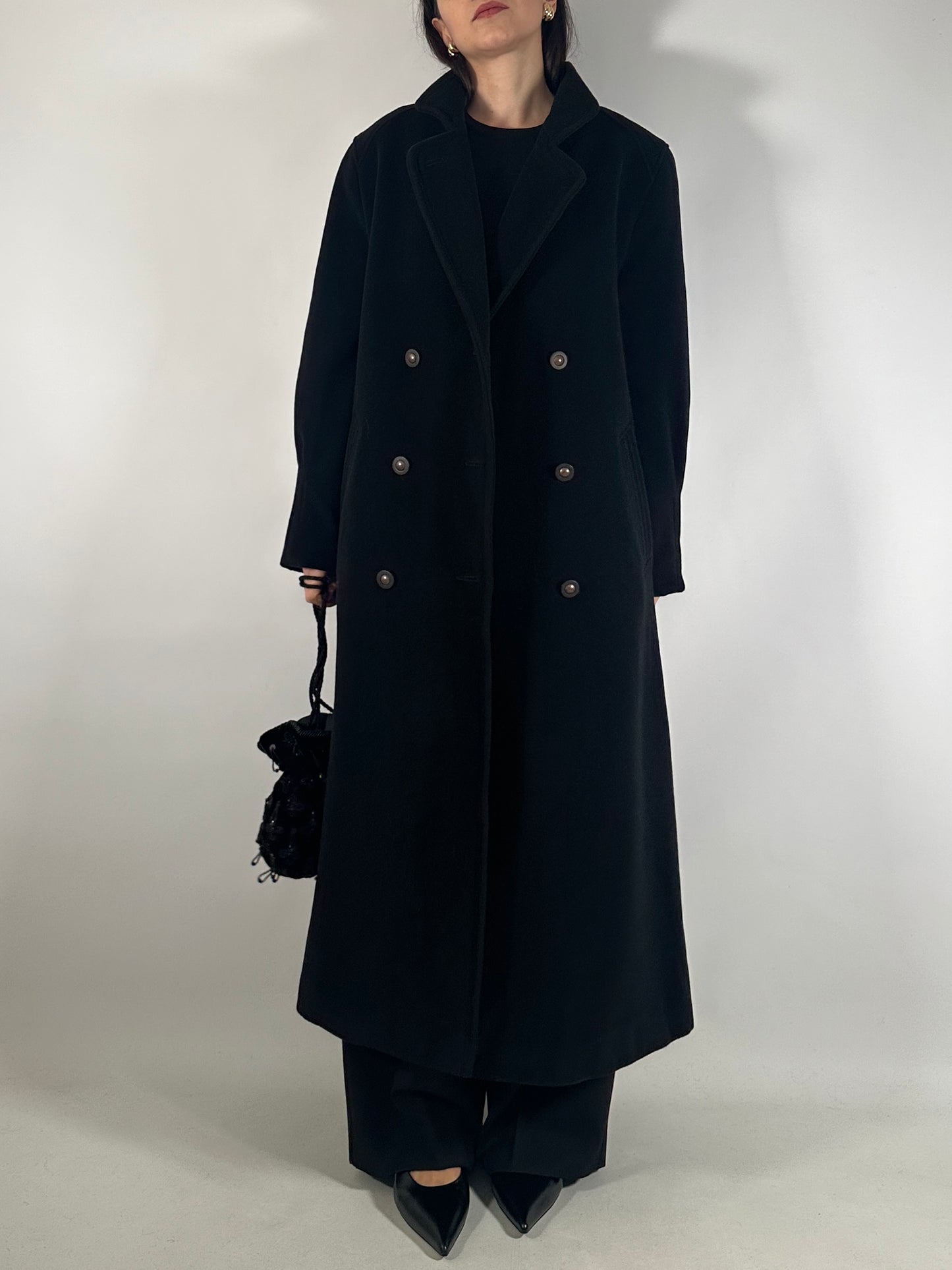 Vintage Black Loden-Style Coat