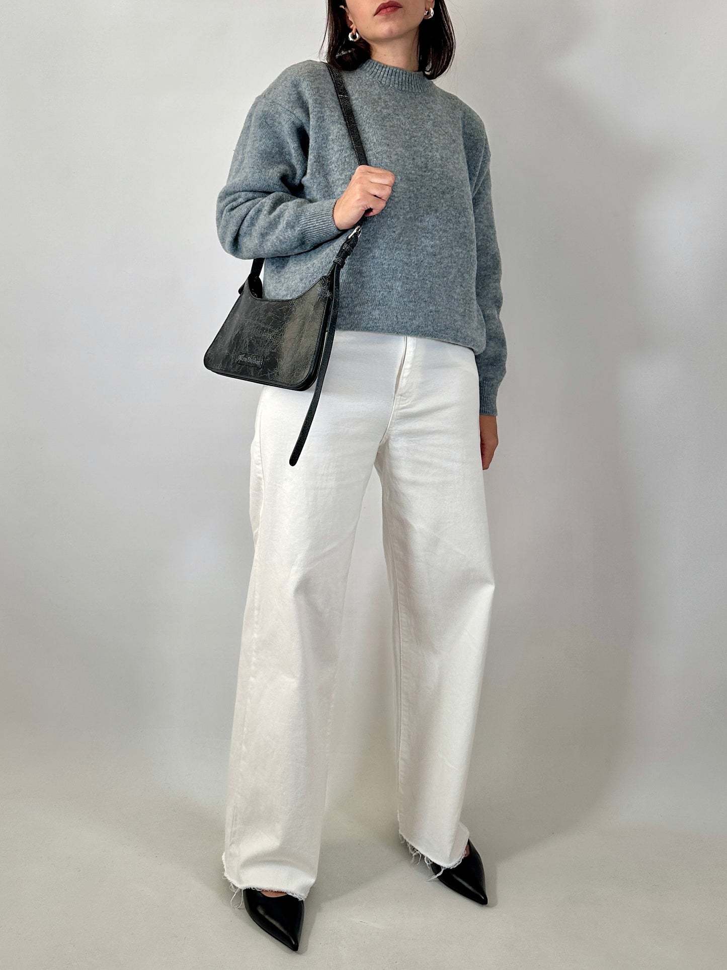 Chunky blue pure wool sweater