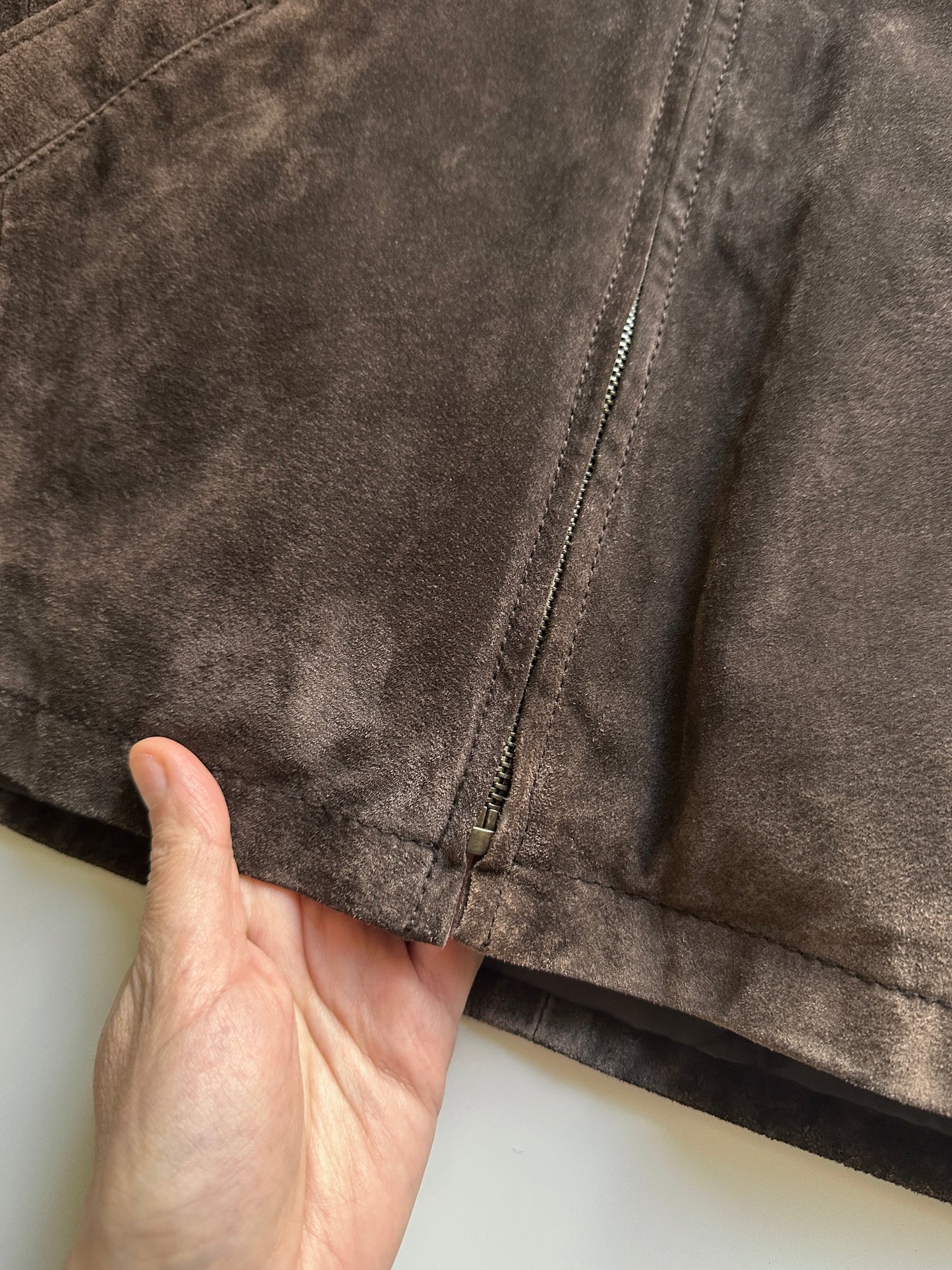 Vintage Zipped Suede Leather Jacket