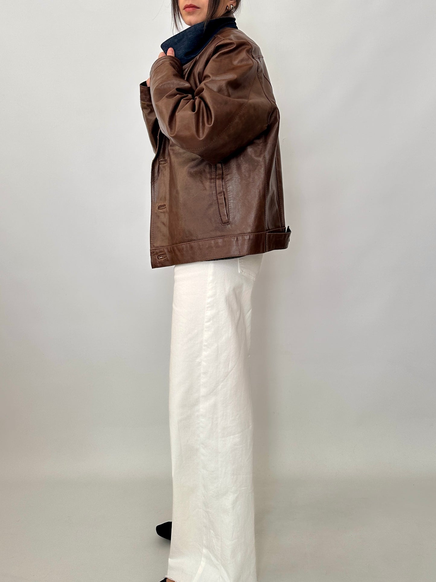 Leather and denim vintage jacket