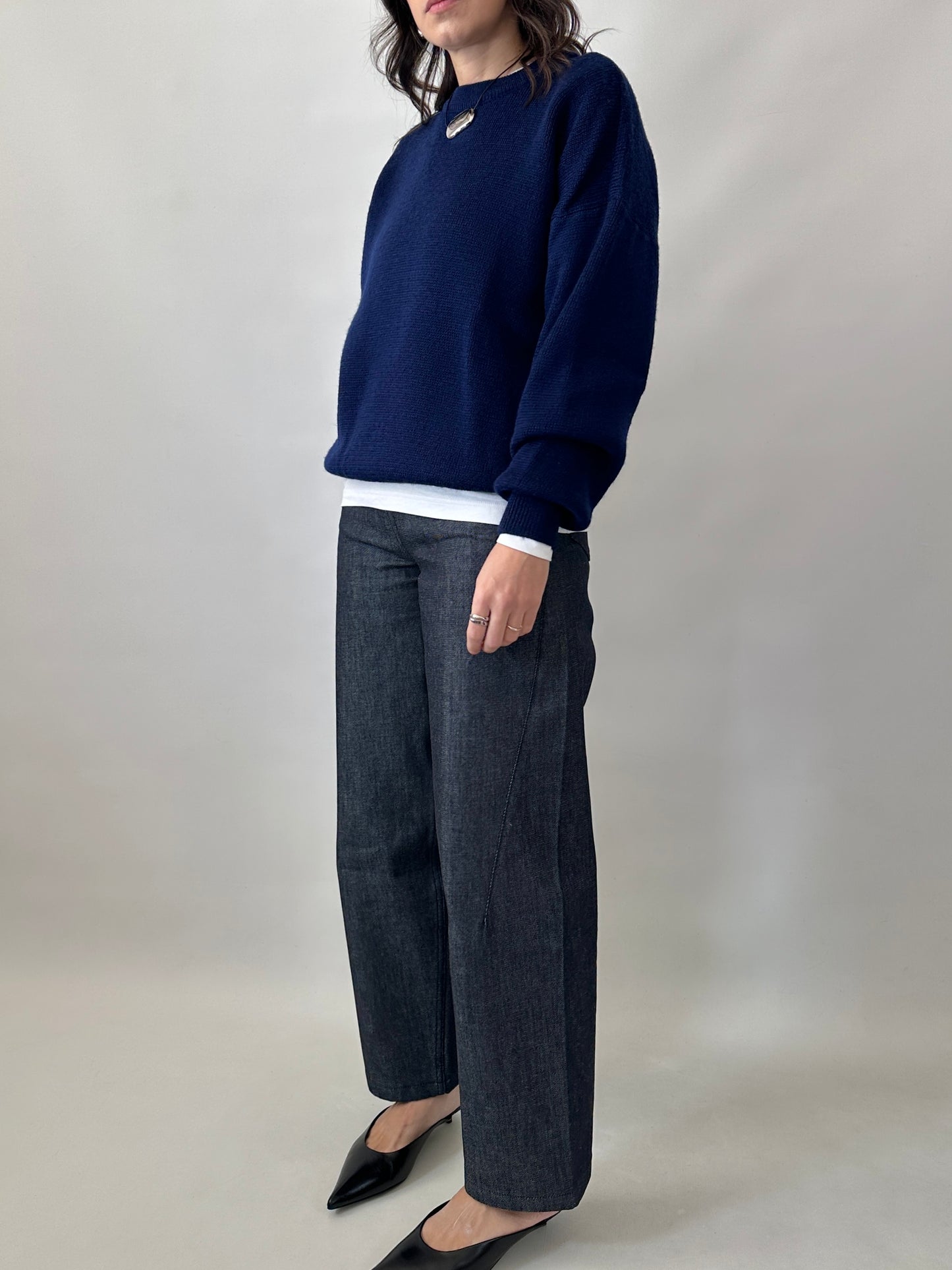 Blue wool crewneck sweater