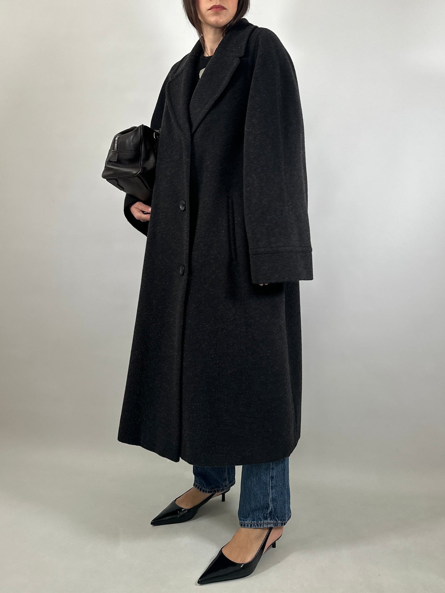 Grey Mohair Oversized Coat