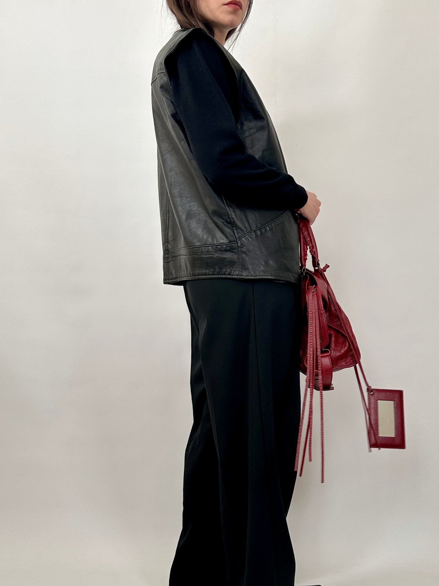 Vintage Leather Button-Up Vest
