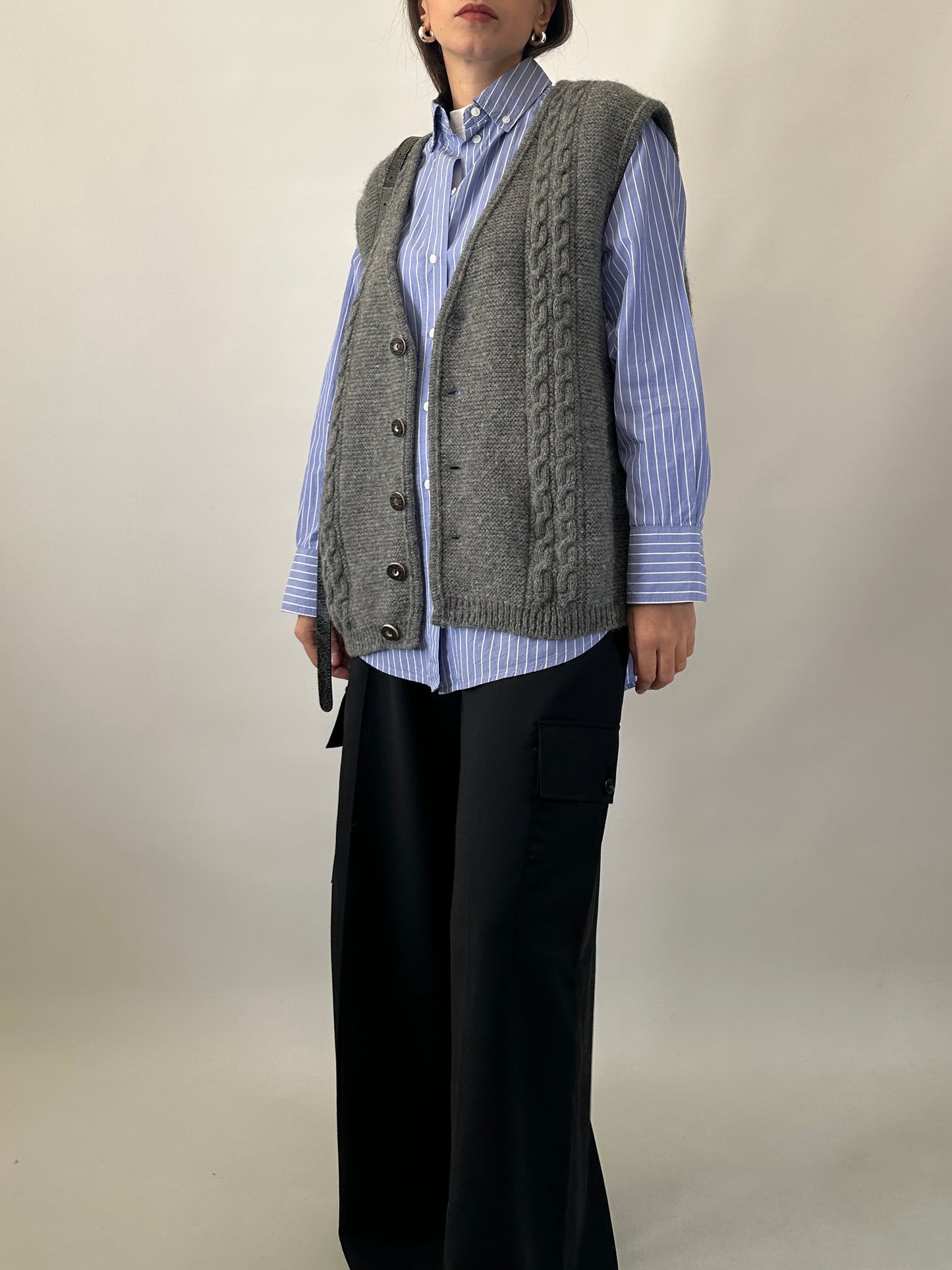 Chunky button-front knit vest