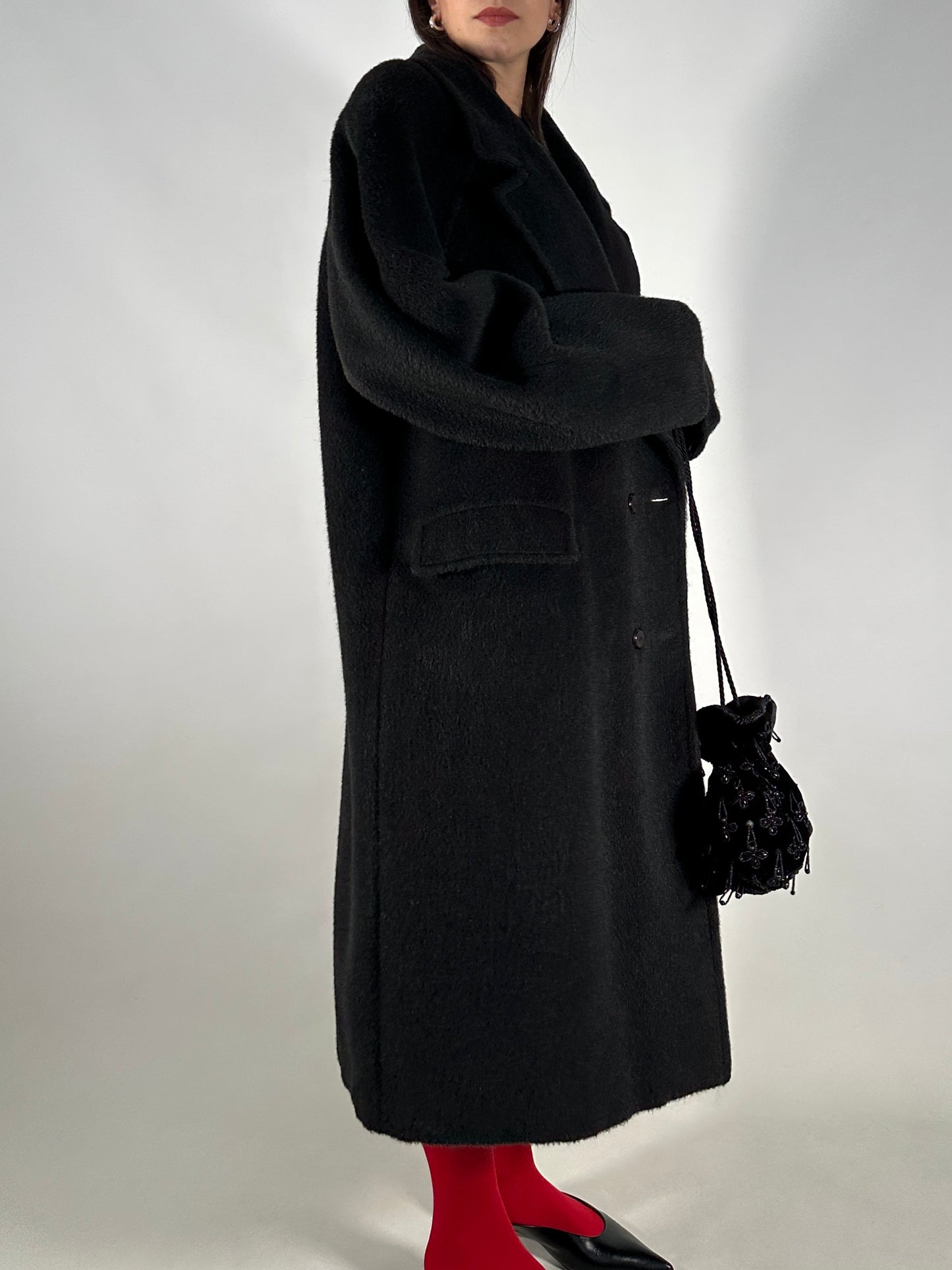 Vintage Black Alpaca Coat