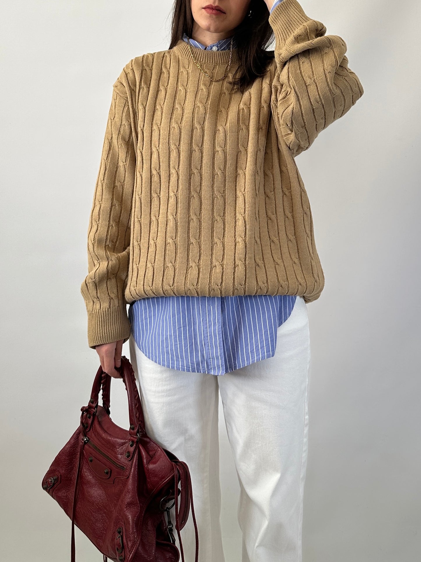 Cable-knit oversized sweater