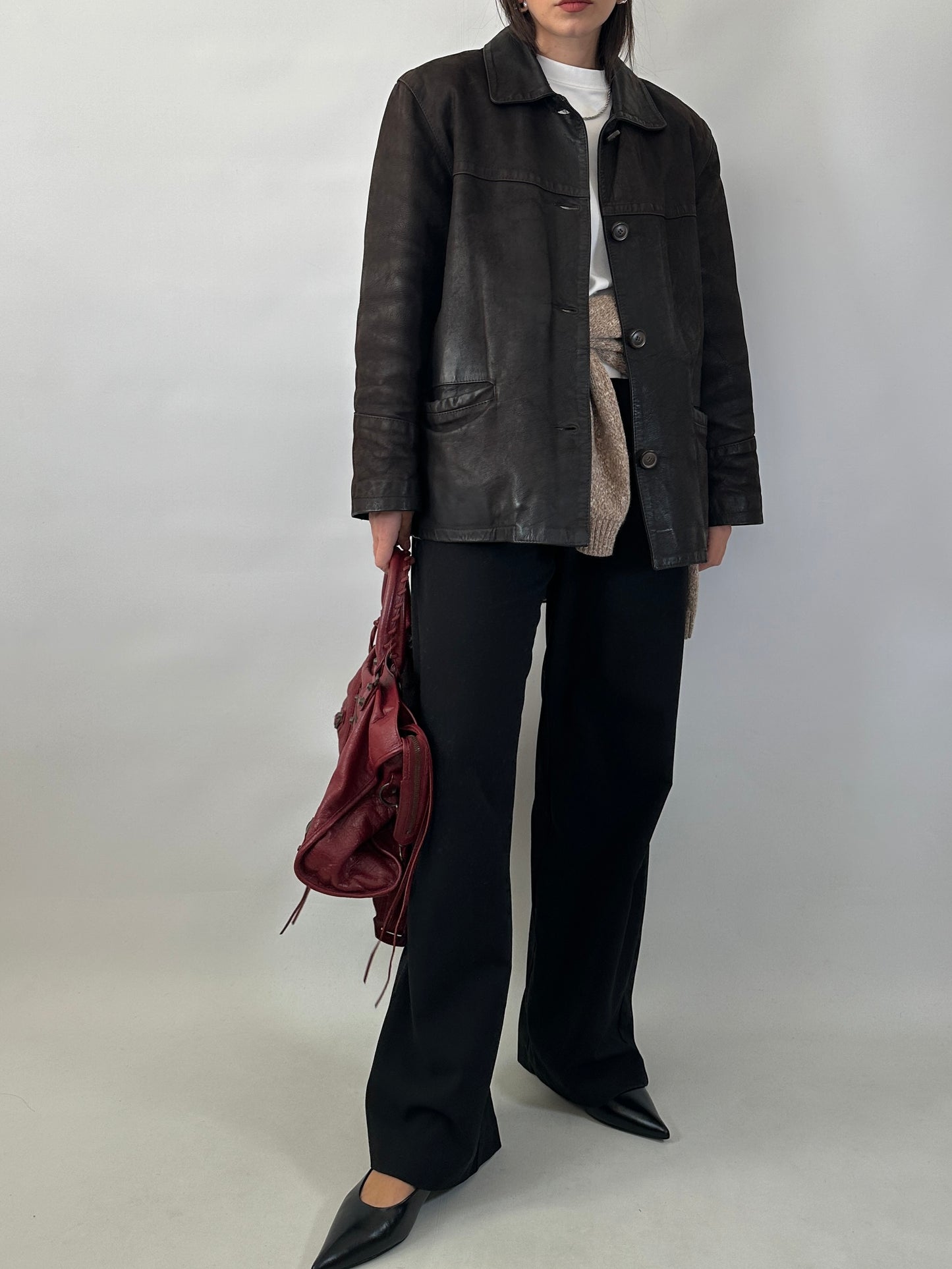 Nubuck leather car coat