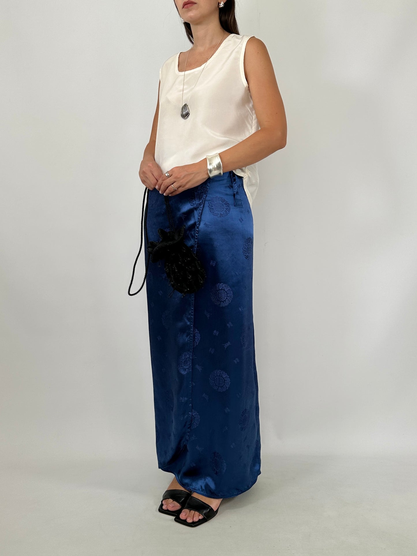 Japanese Jacquard Satin Wrap Skirt