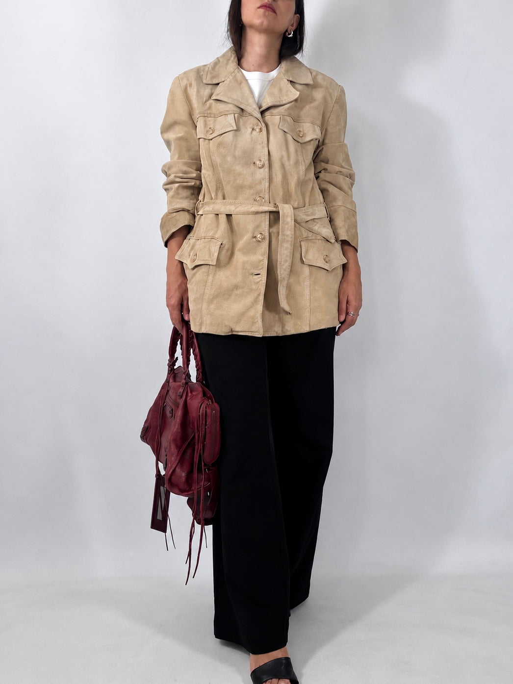Beige Suede Safari Jacket