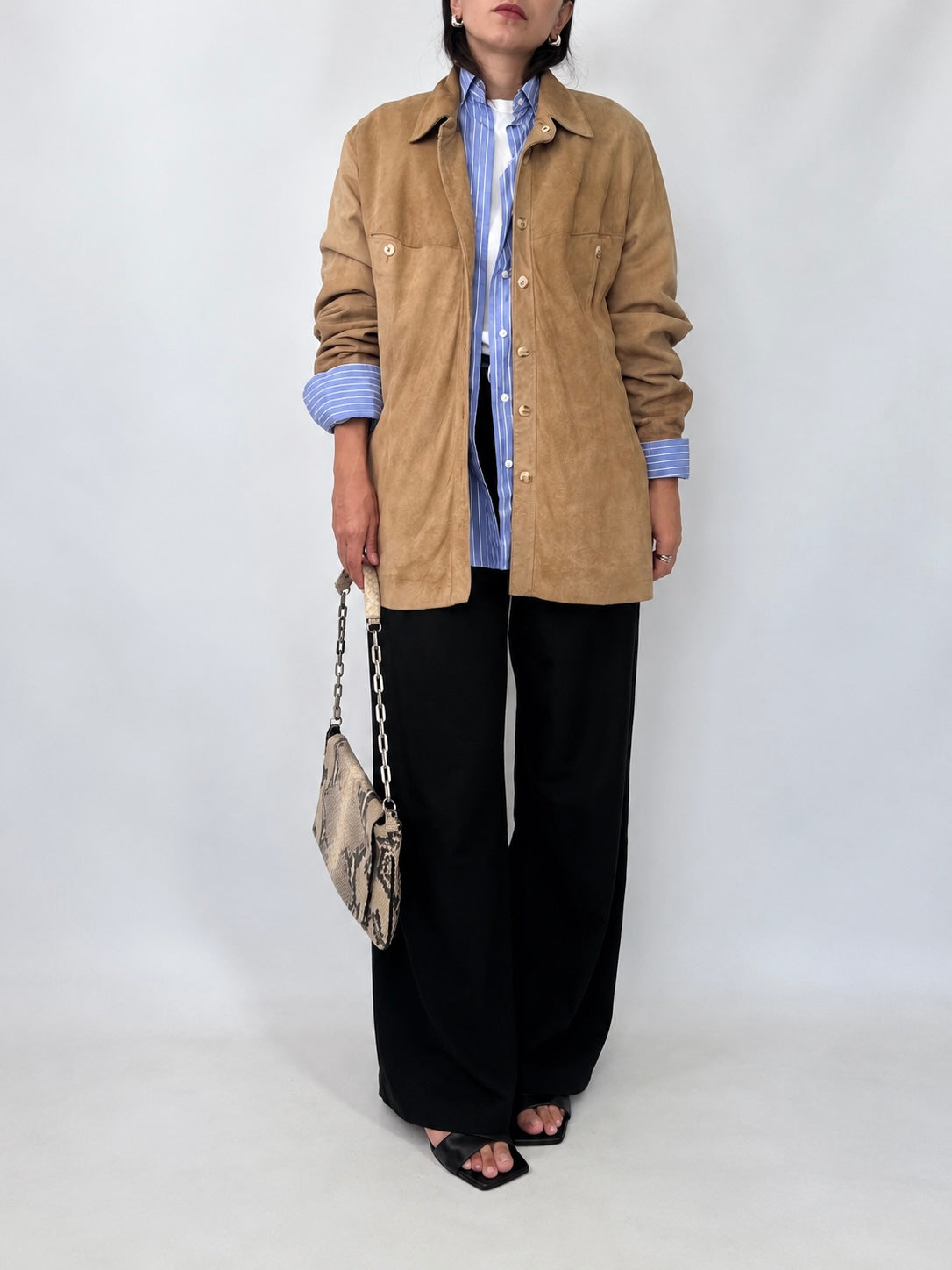 Beige Suede Shirt Jacket