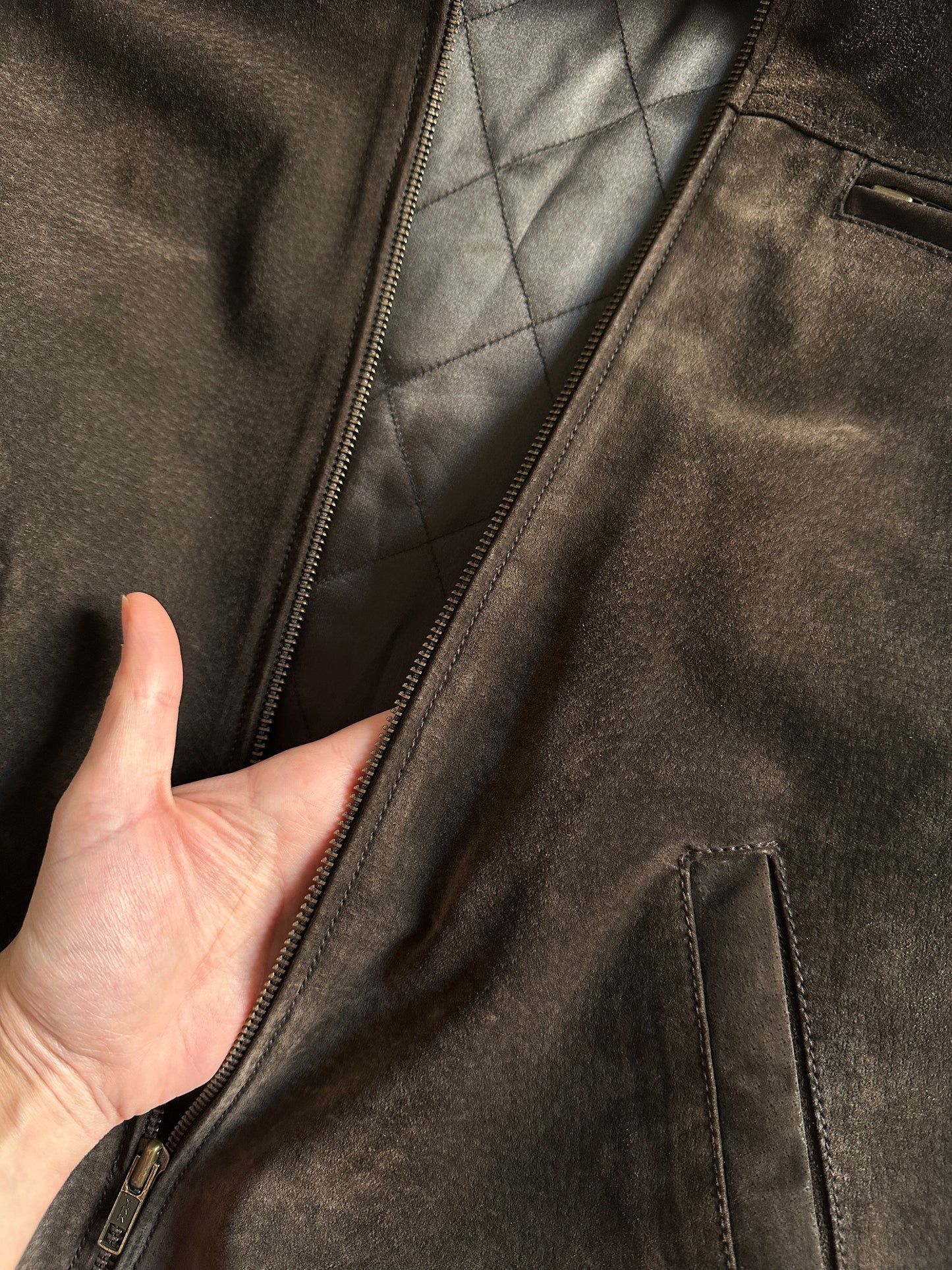 Brown Leather Zipped Jacket
