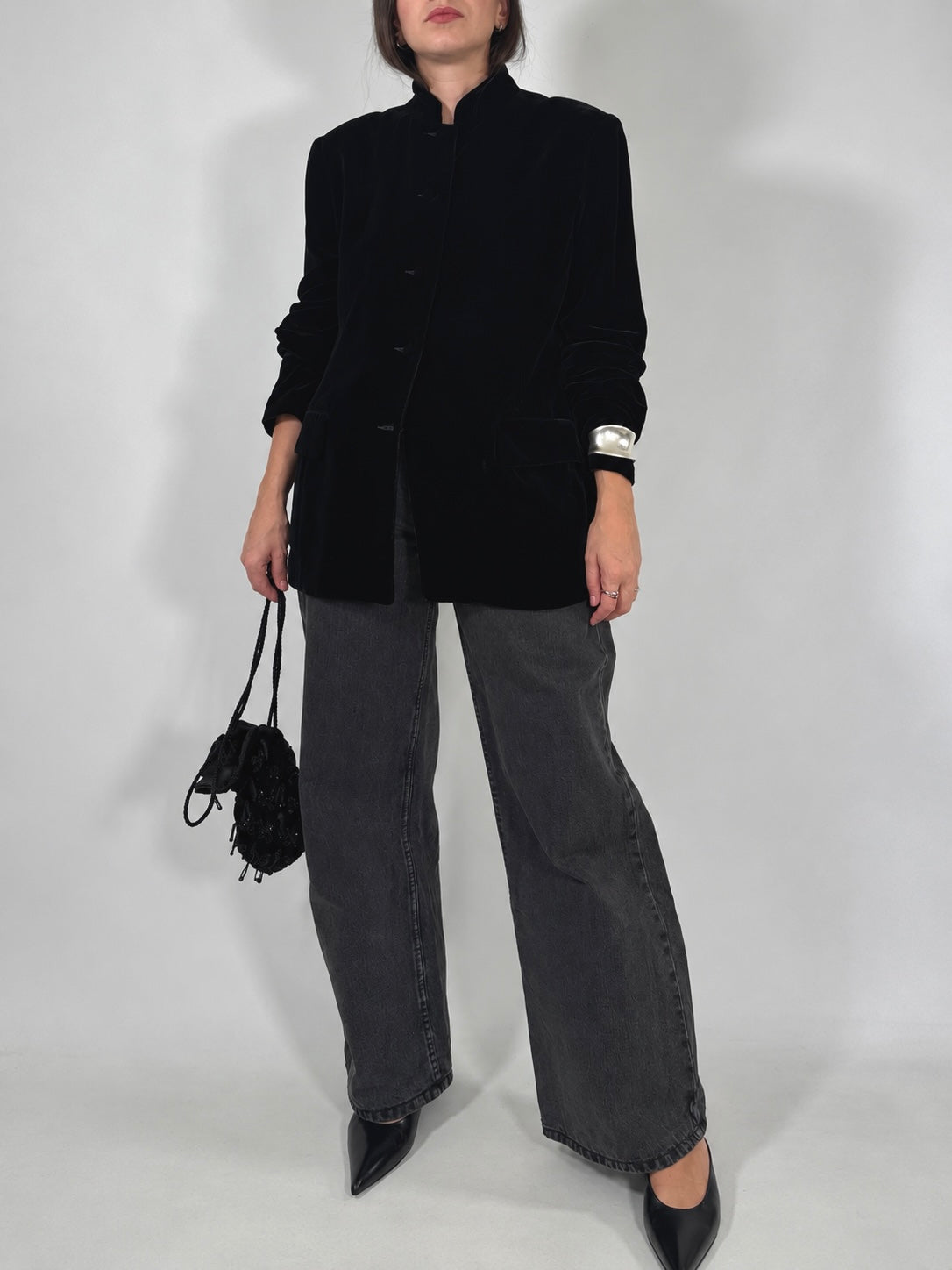 Vintage Velvet High Collar Jacket