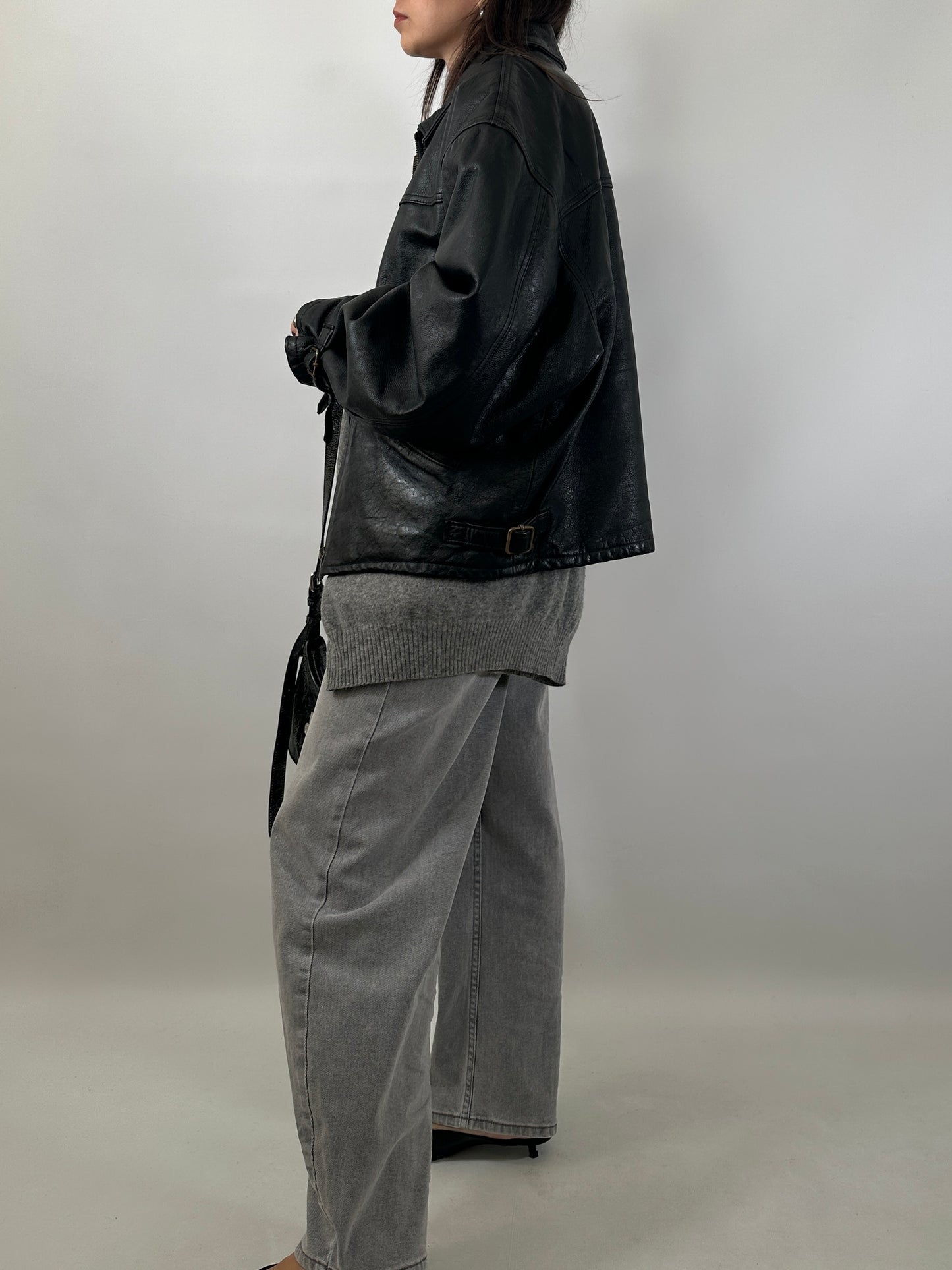 Vintage Leather Zip Jacket