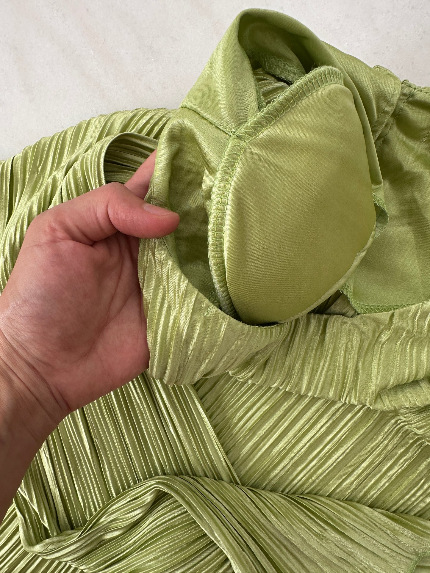 Lime green maxi pleated dress