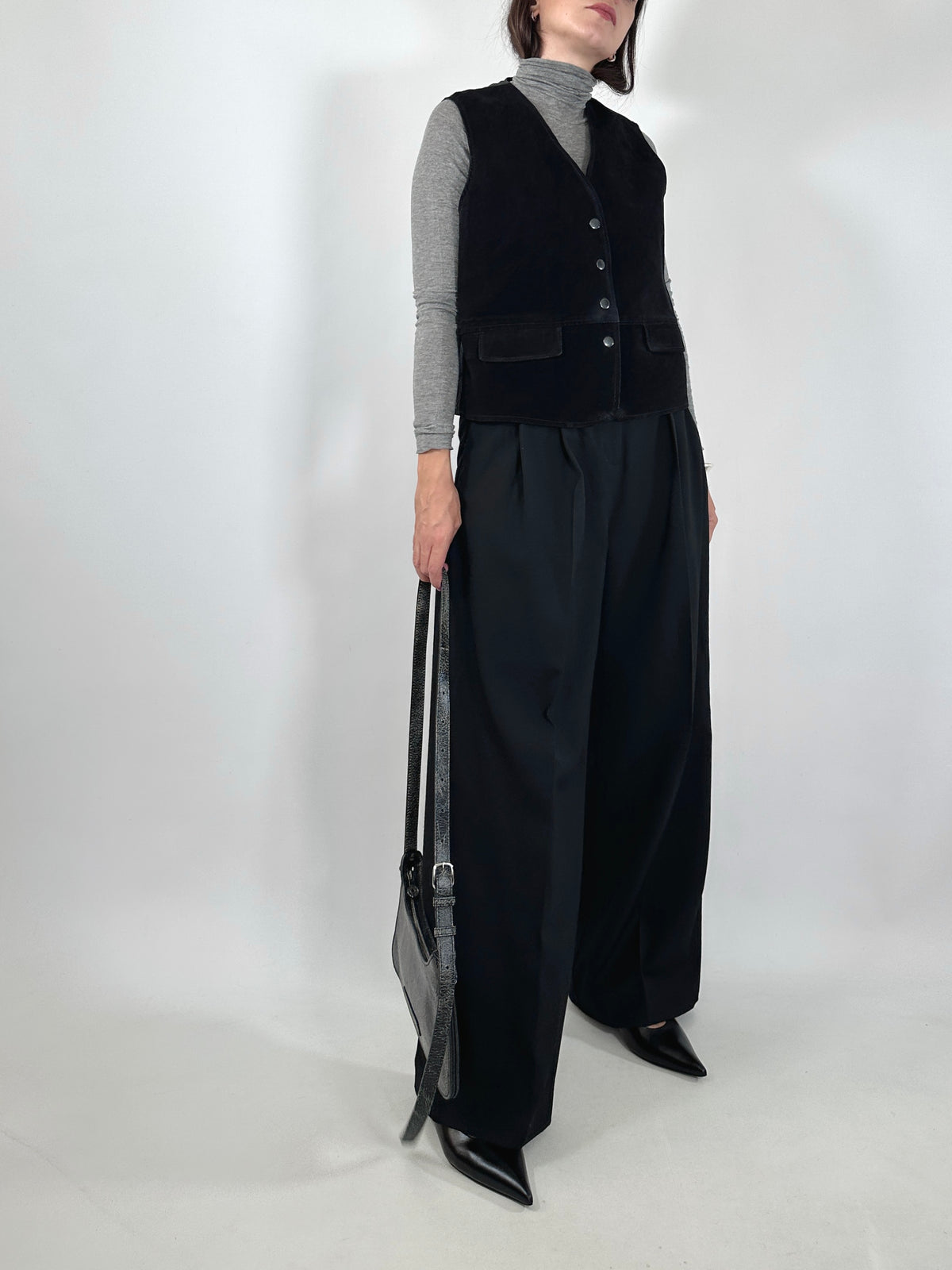 Vintage Black Suede Vest
