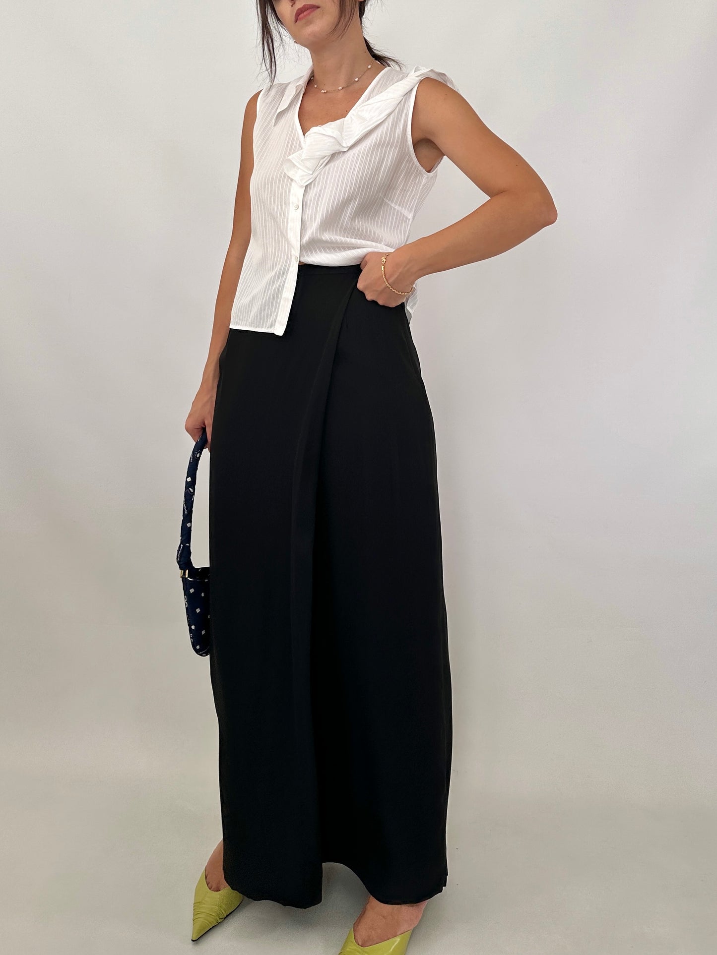 Ferré black silk-blend maxi skirt