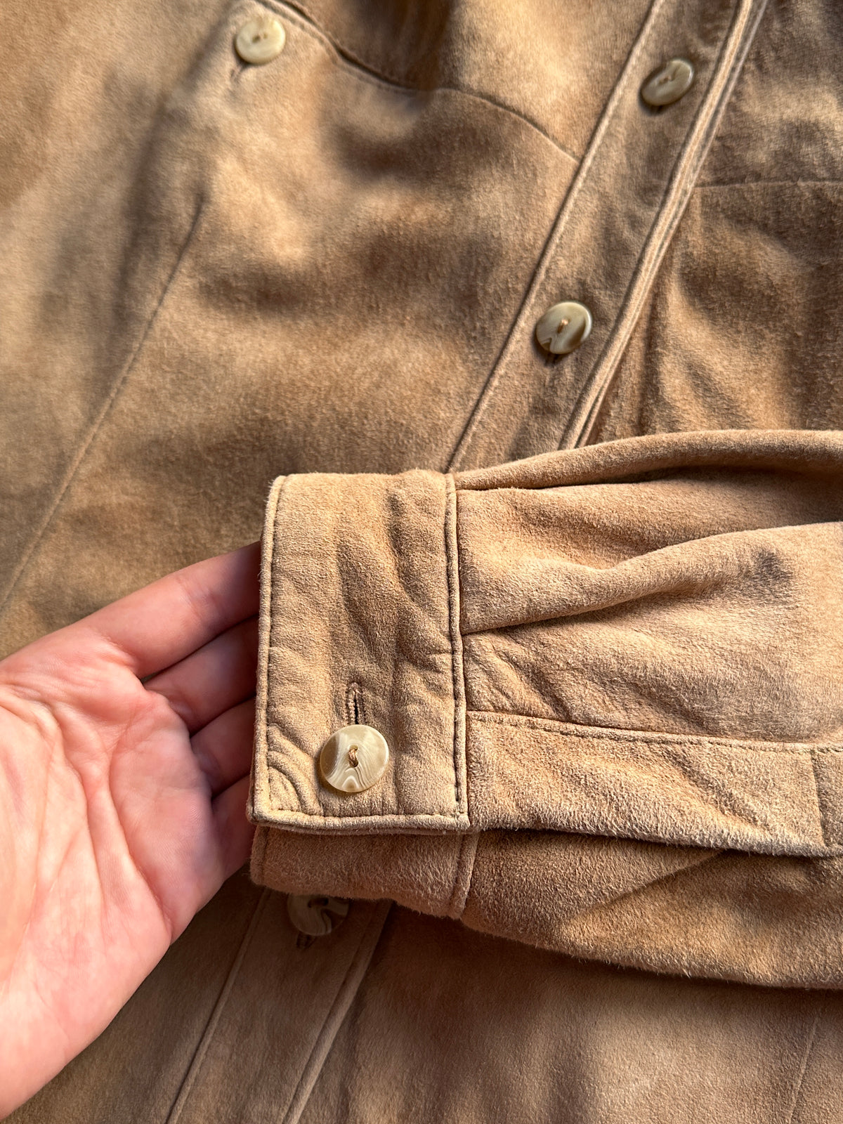Beige Suede Shirt Jacket
