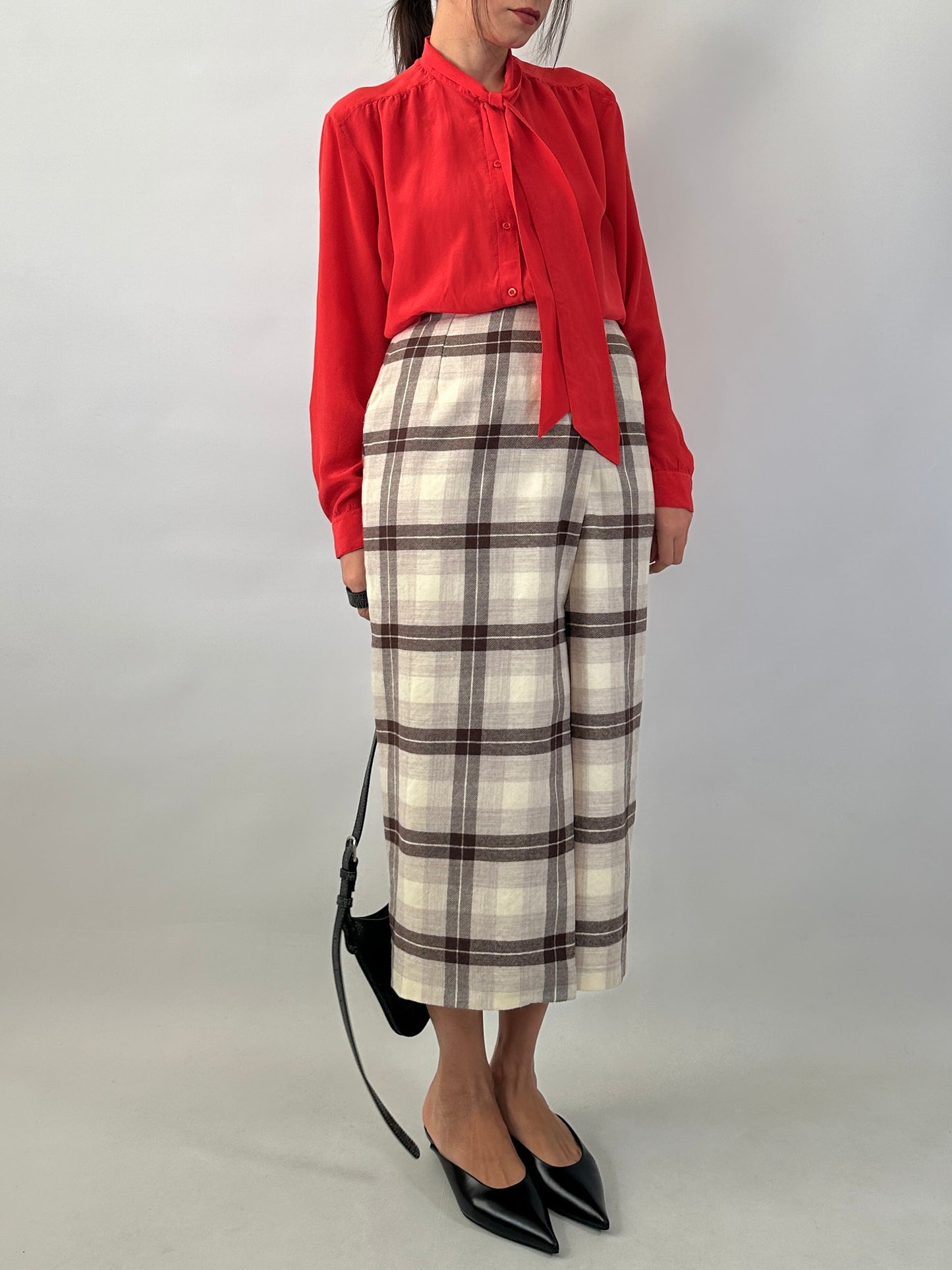 Vintage pure silk bow shirt