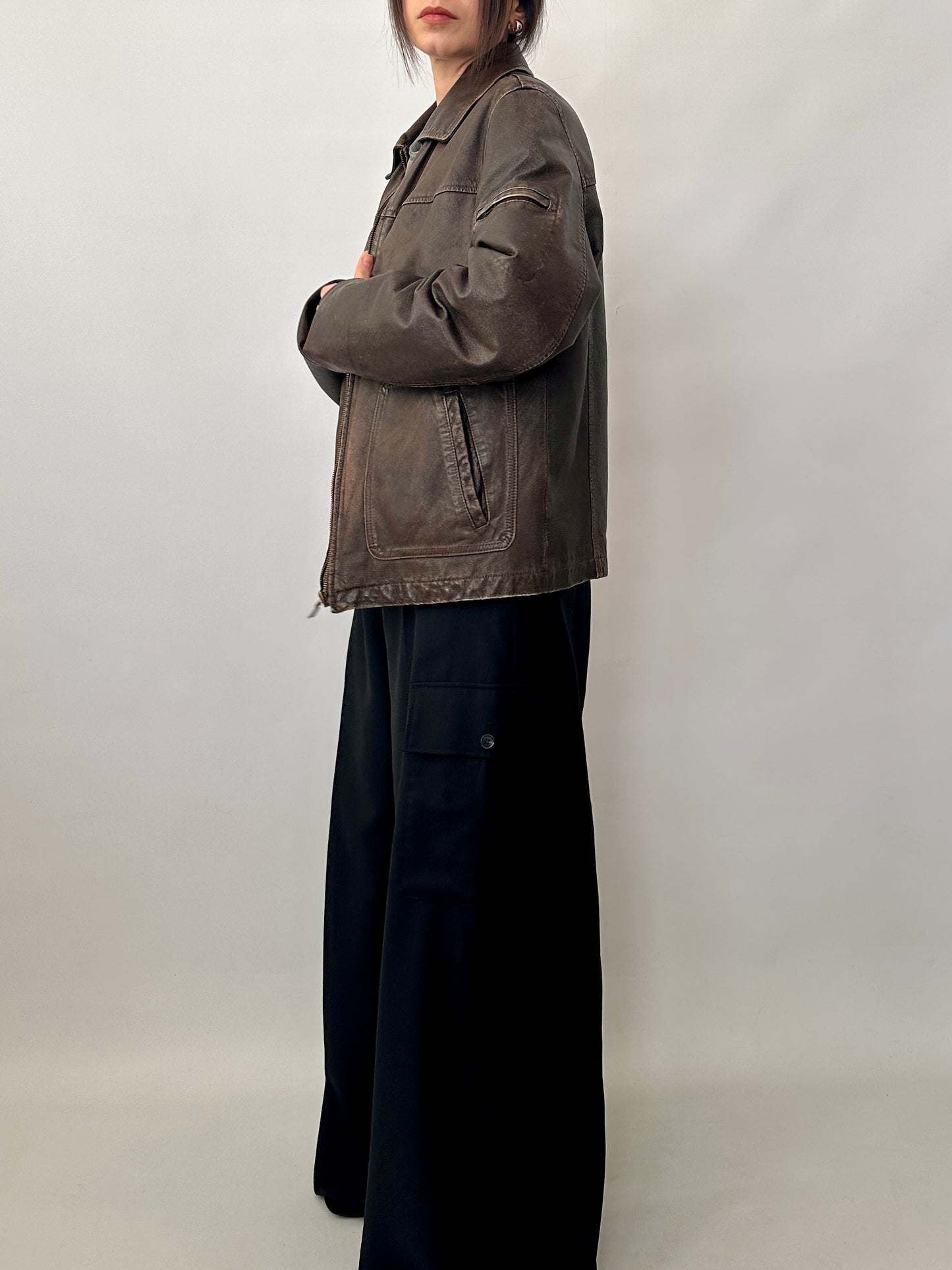 Genuine leather distressed jacket