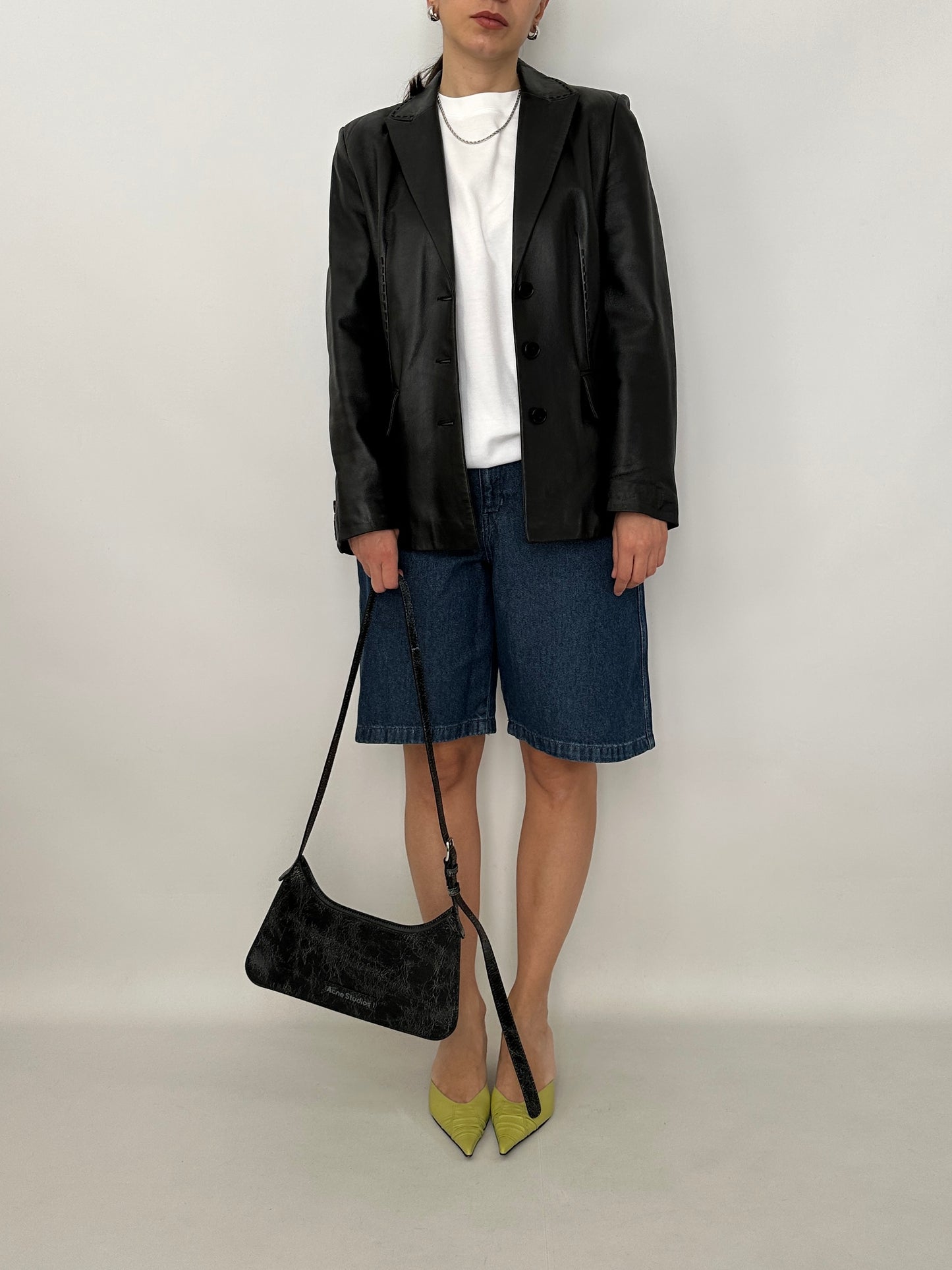 Slim fit nappa leather blazer