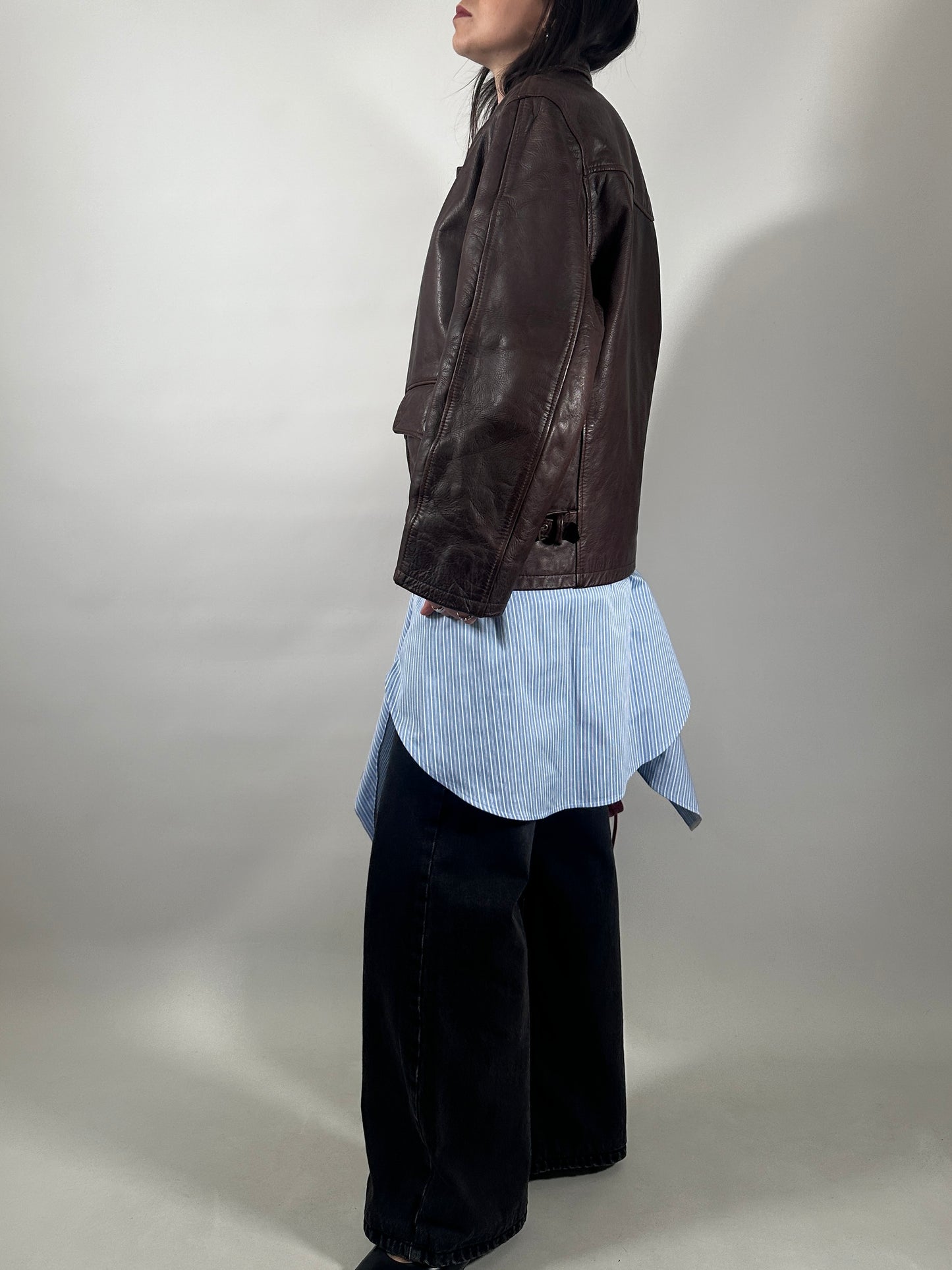 Vintage Leather Jacket with Removable Vest