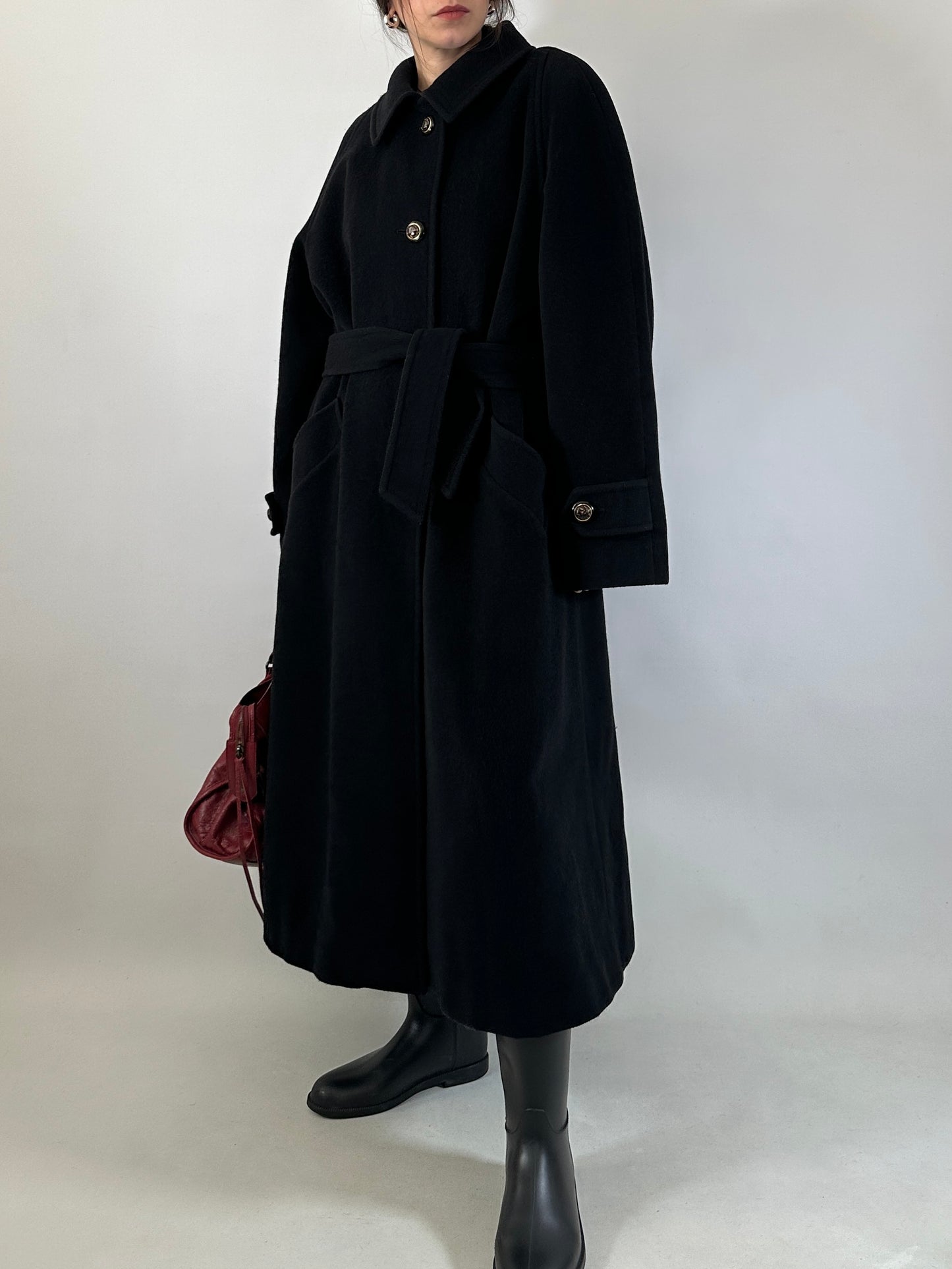 Vintage belted maxi coat