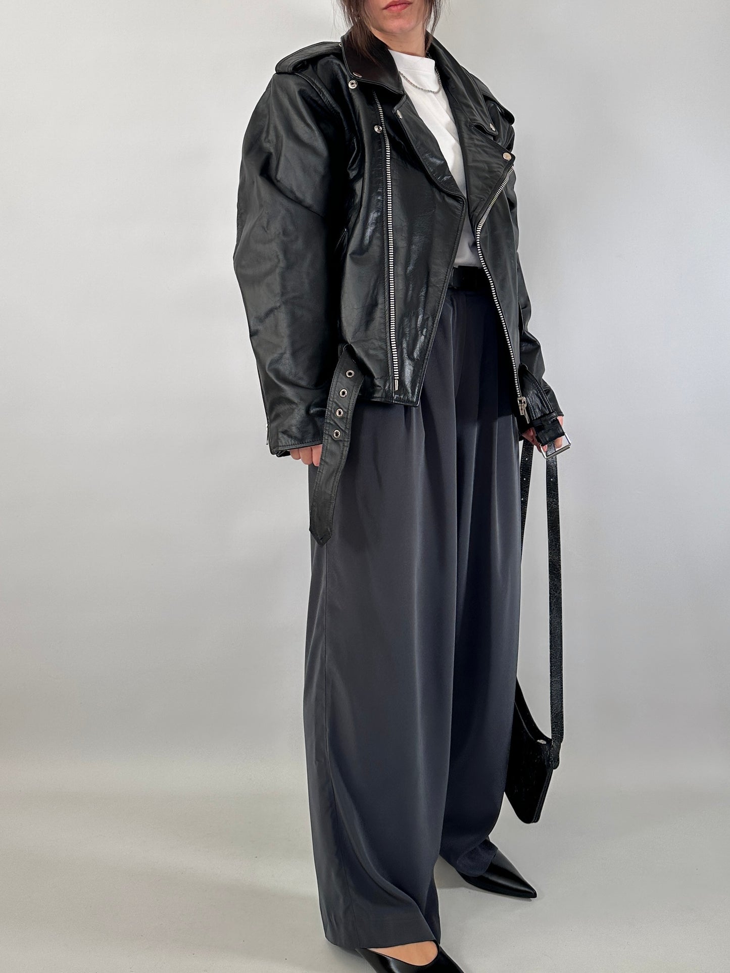 Iconic biker jacket in genuine leather