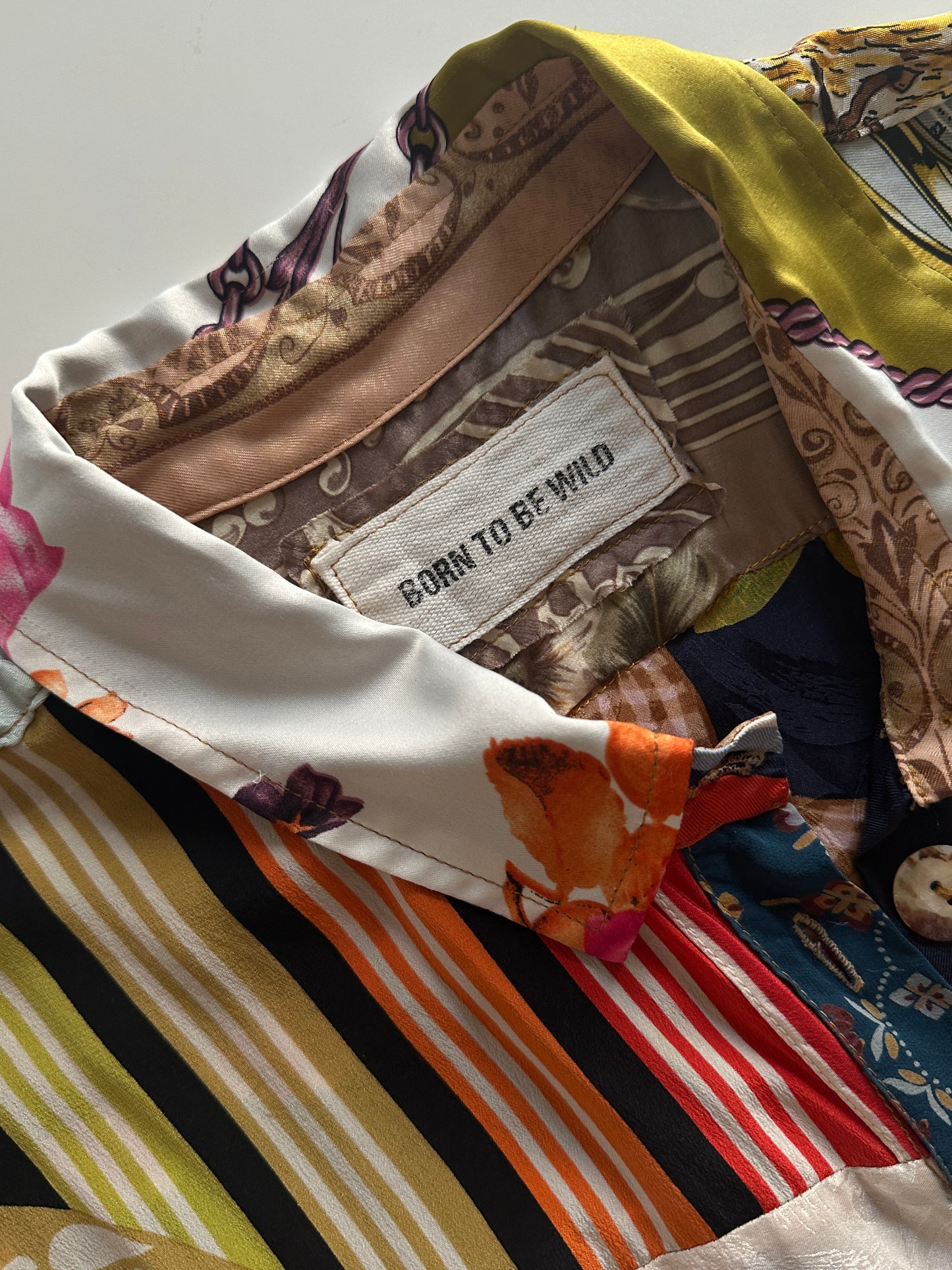 Silk Patchwork Shirt Dress