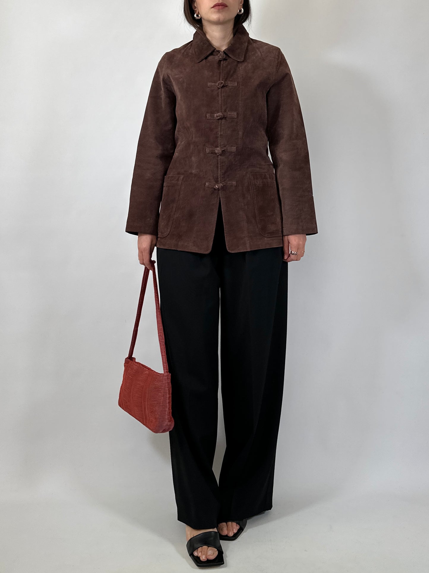 Leather Jacket with Frog Closure