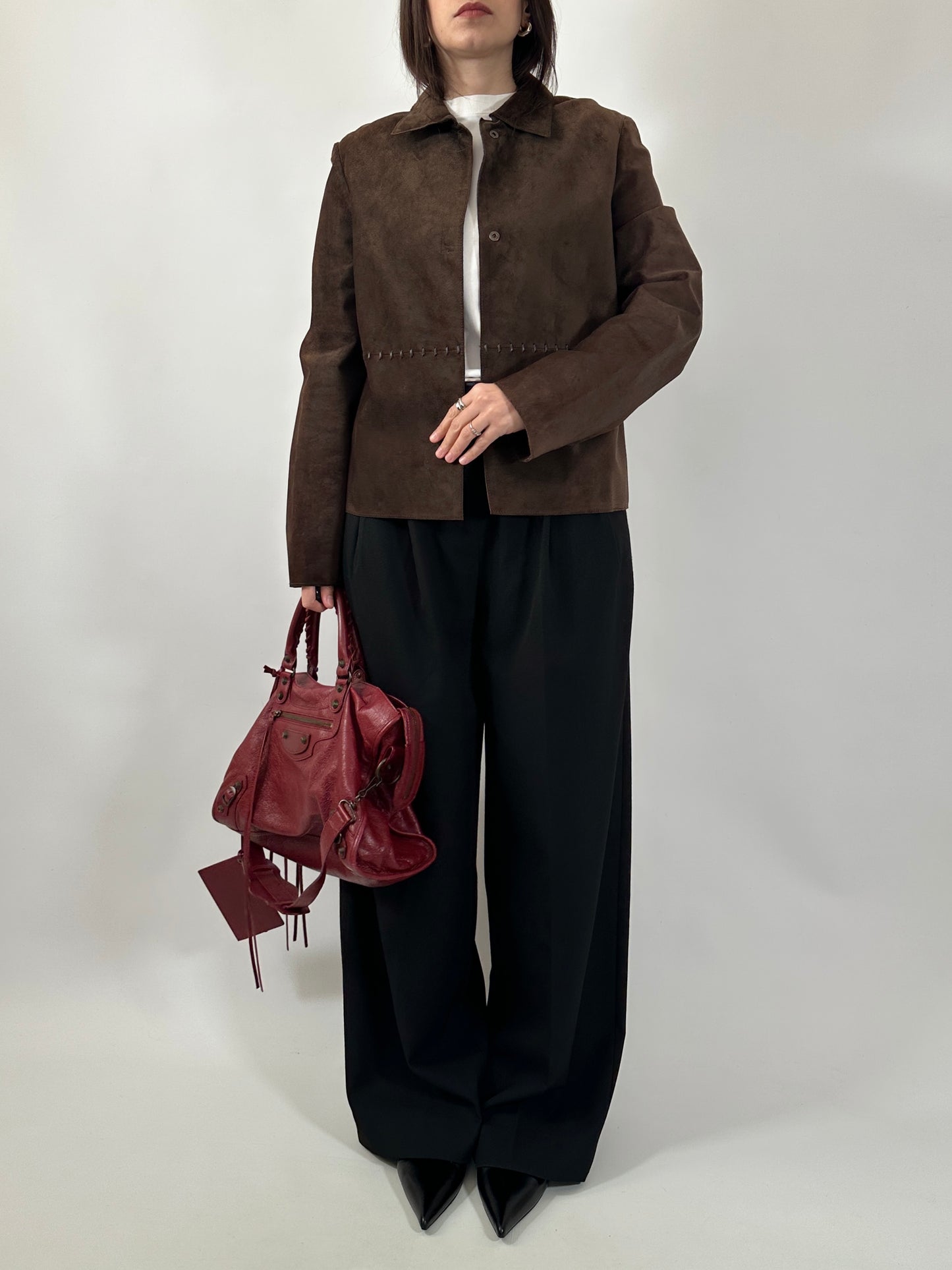 Brown Suede Boxy Fit Jacket