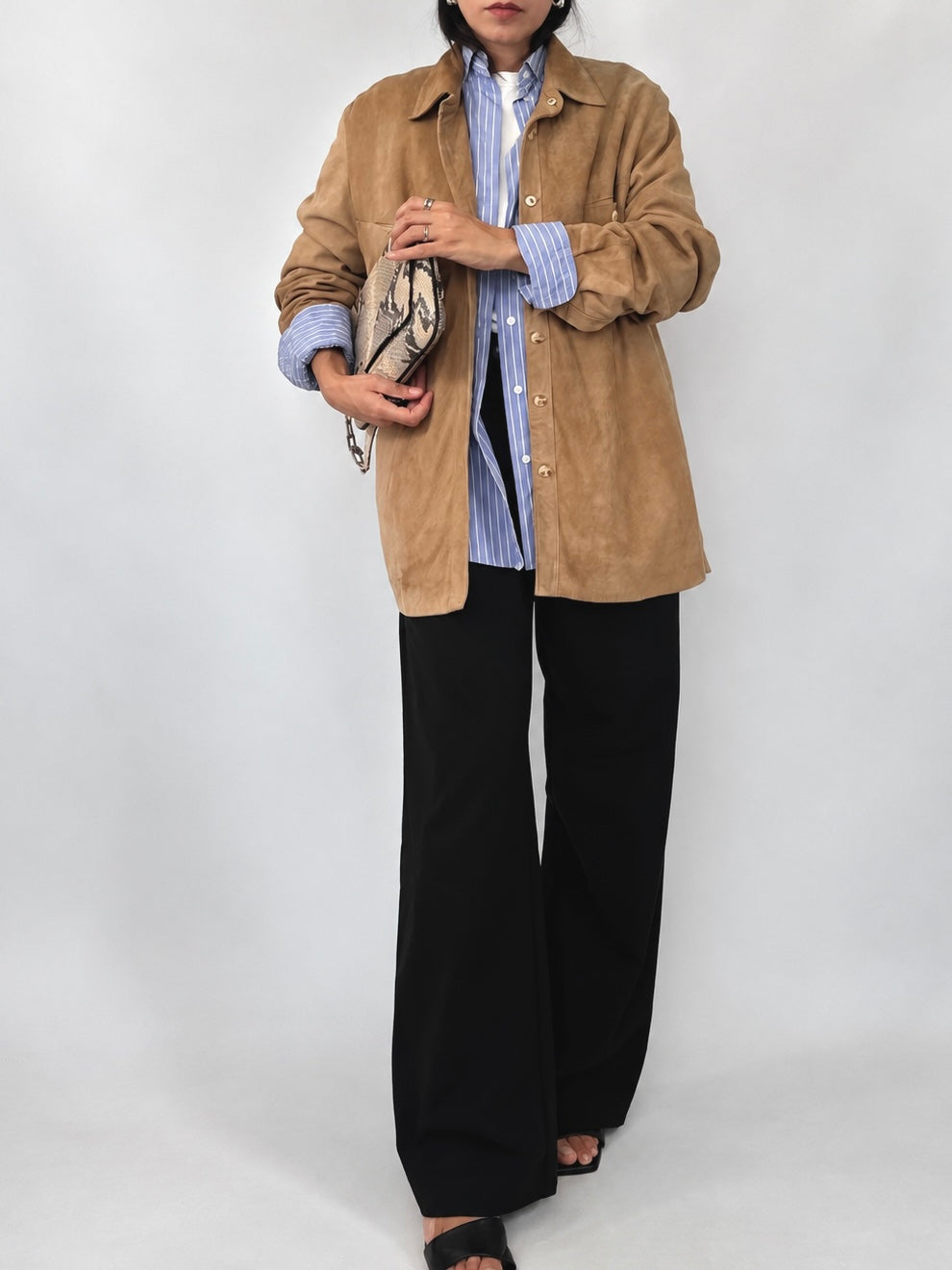 Beige Suede Shirt Jacket