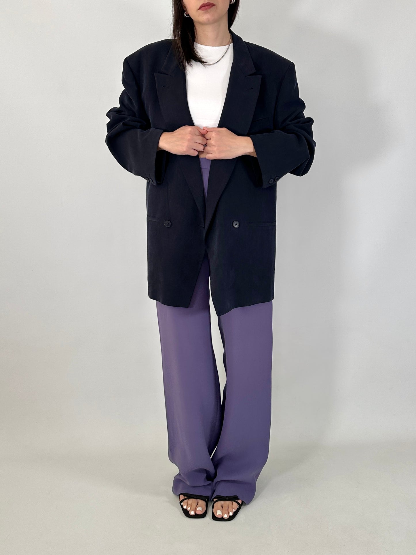 Wide leg pure silk trousers