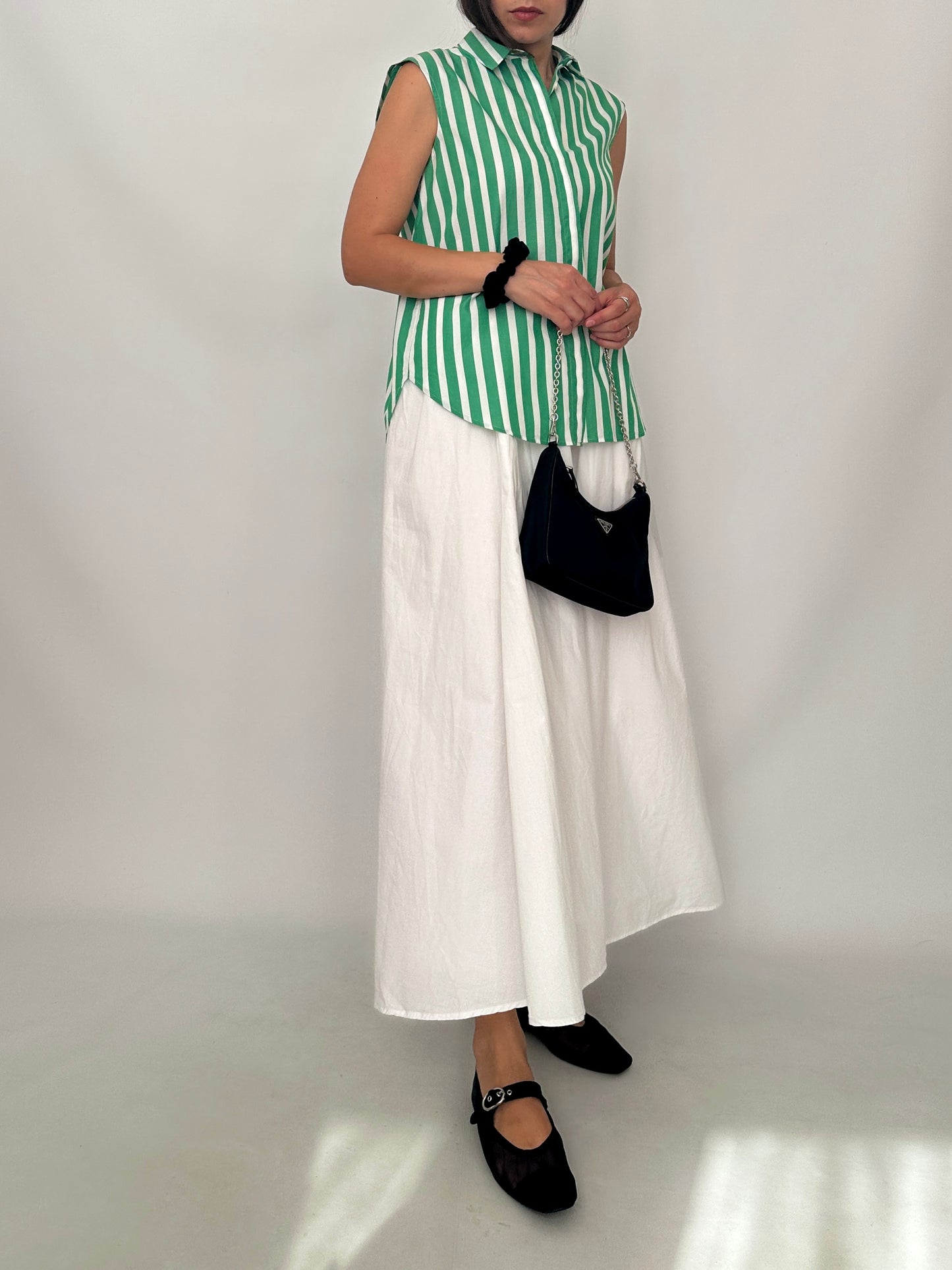Green Striped Cotton Shirt