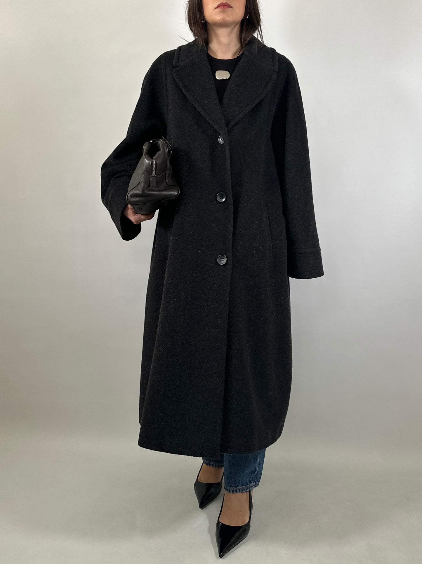 Grey Mohair Oversized Coat