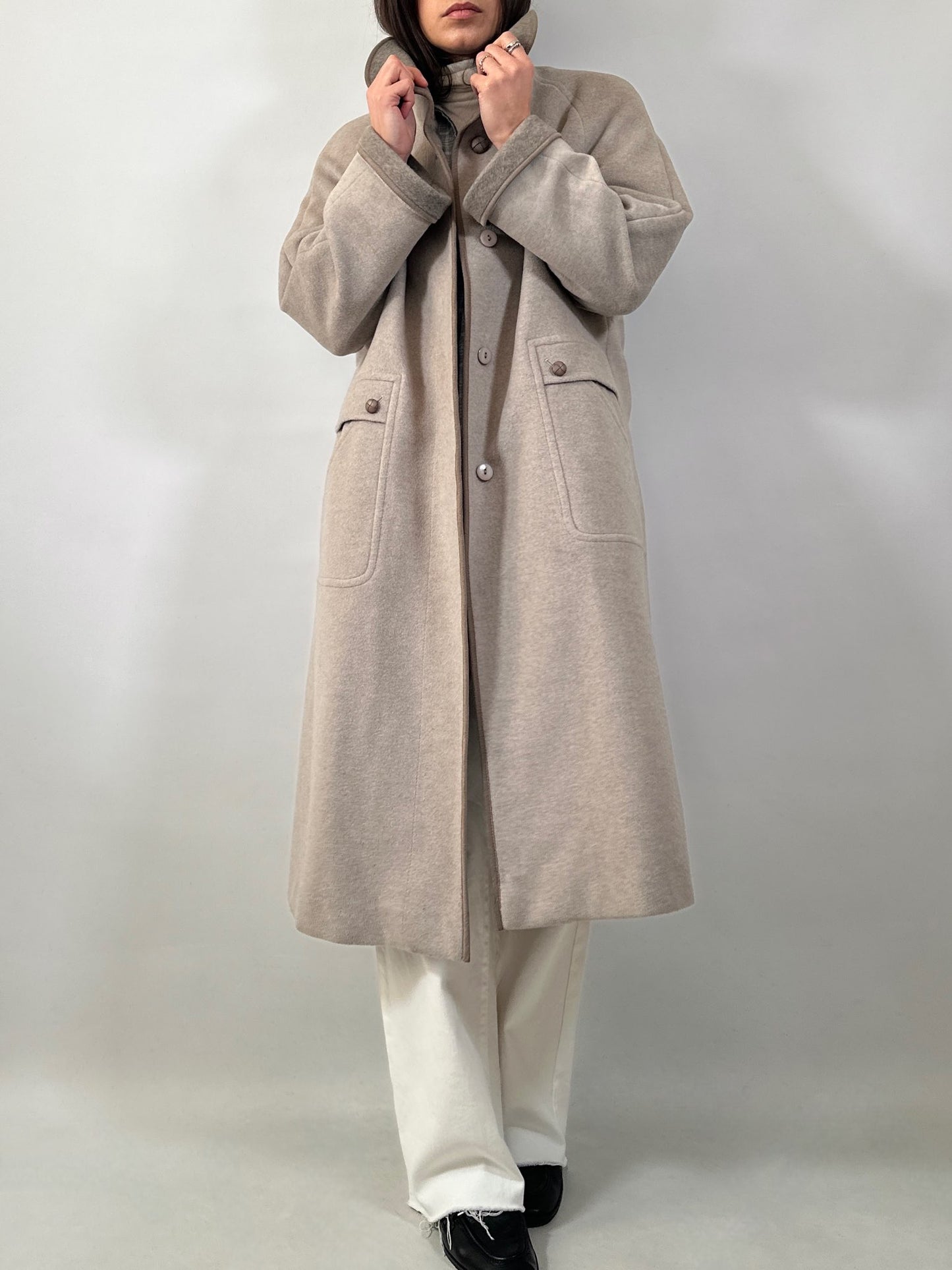Vintage Wool & Cashmere Coat with Contrast Collar & Cuffs