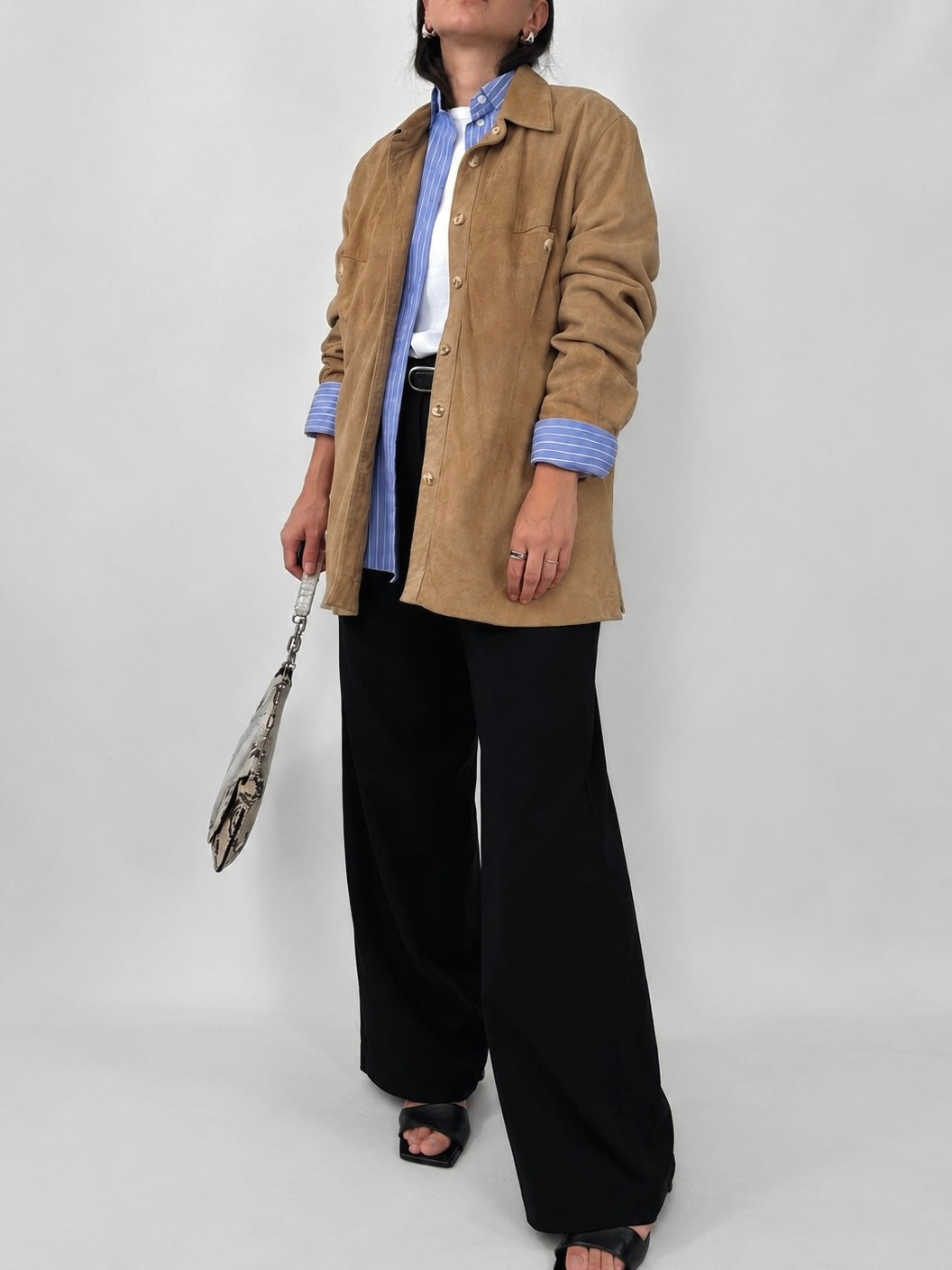 Beige Suede Shirt Jacket