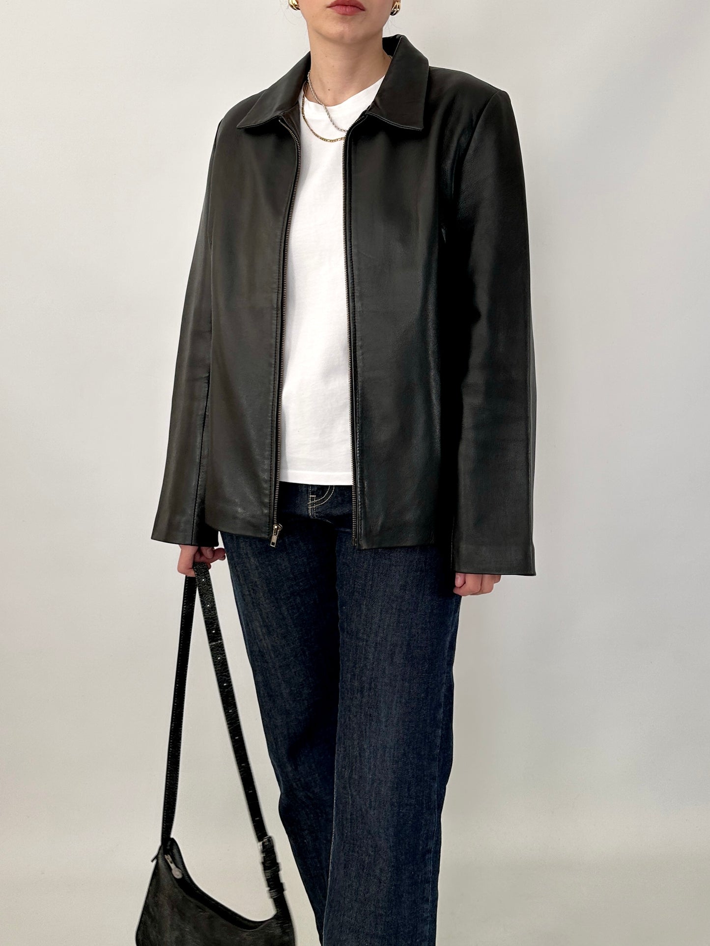 Vintage zipped leather jacket