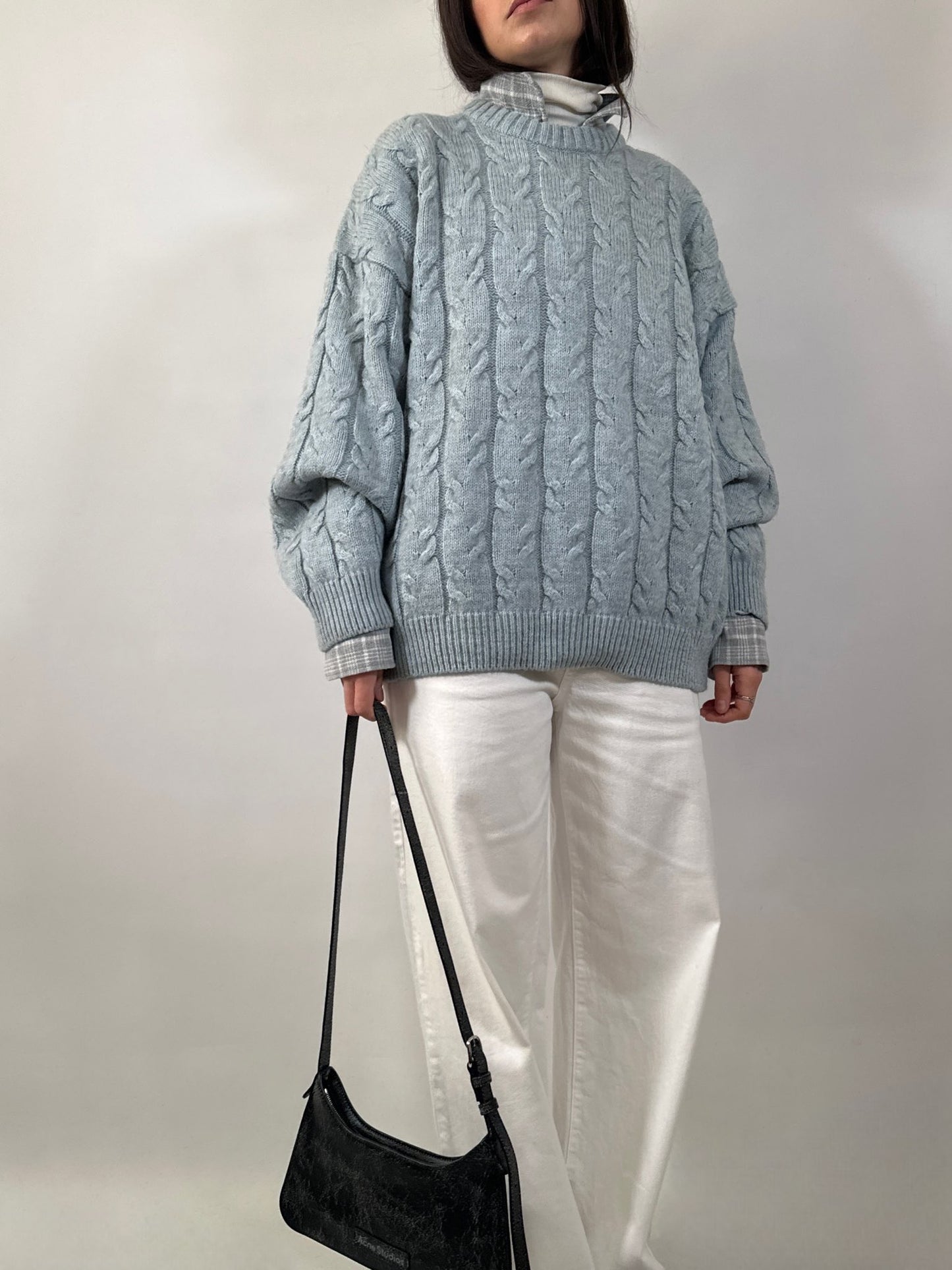 Light Blue Cable Knit Sweater