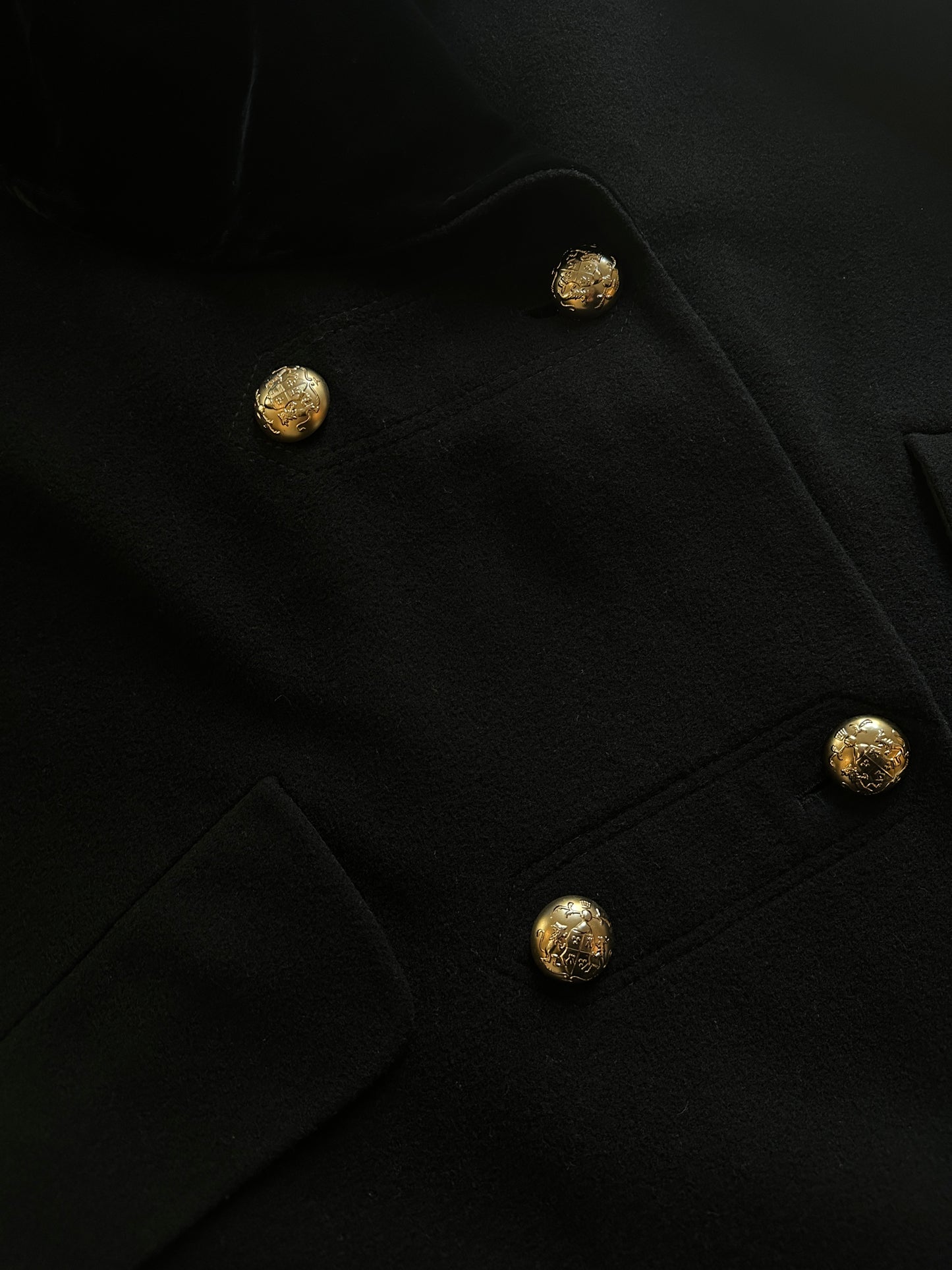 Vintage Wool Coat with Convertible Velvet Collar