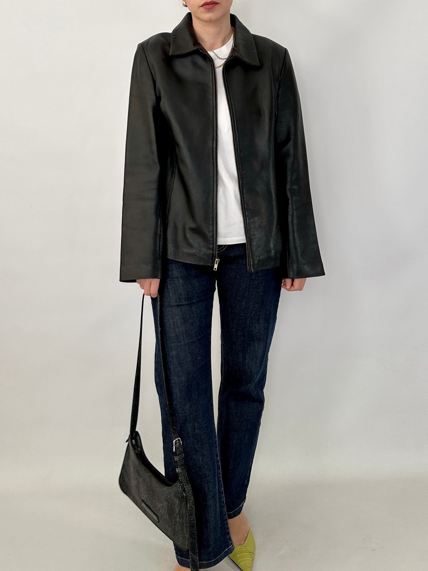 Vintage zipped leather jacket