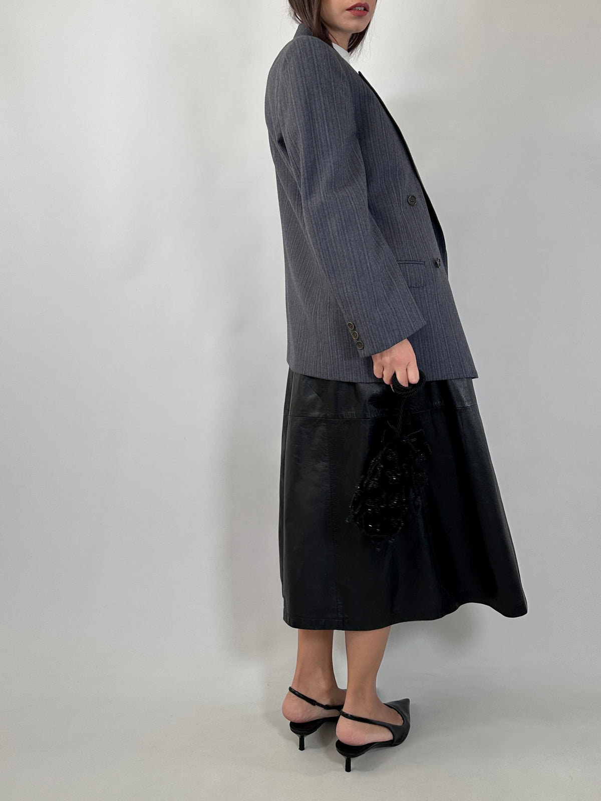 Vintage Grey Tailored Wool Blazer