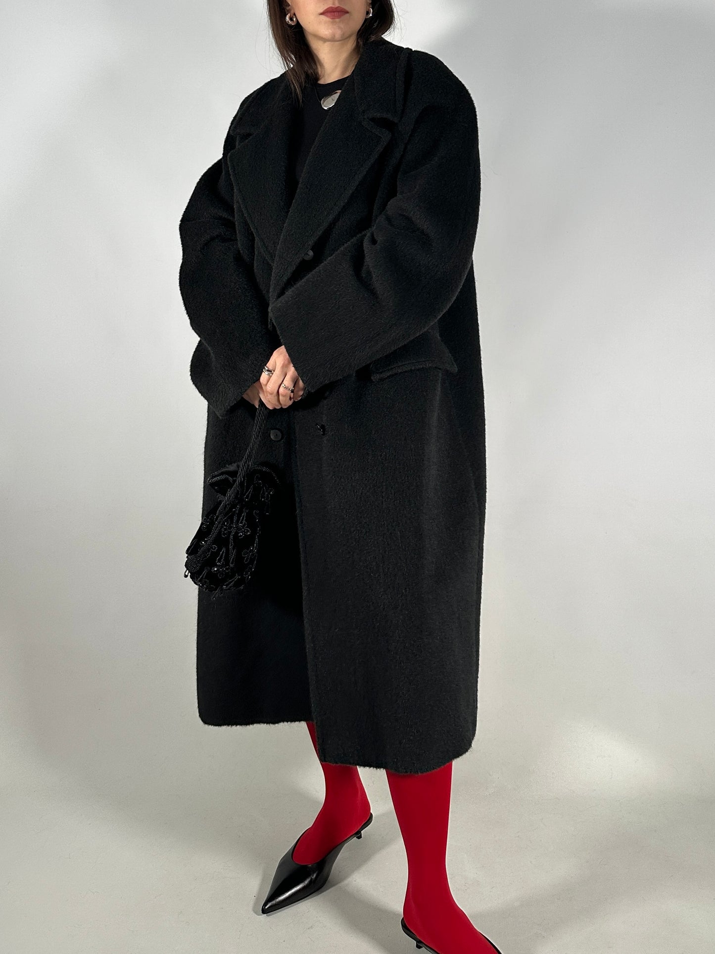 Vintage Black Alpaca Coat
