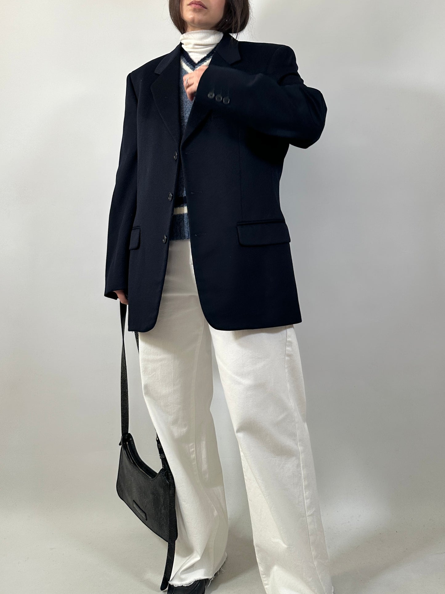 Vintage Navy Cashmere Blend Blazer