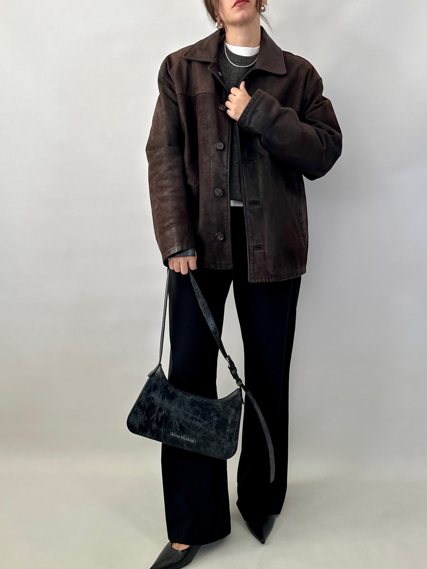 Nubuck leather car coat