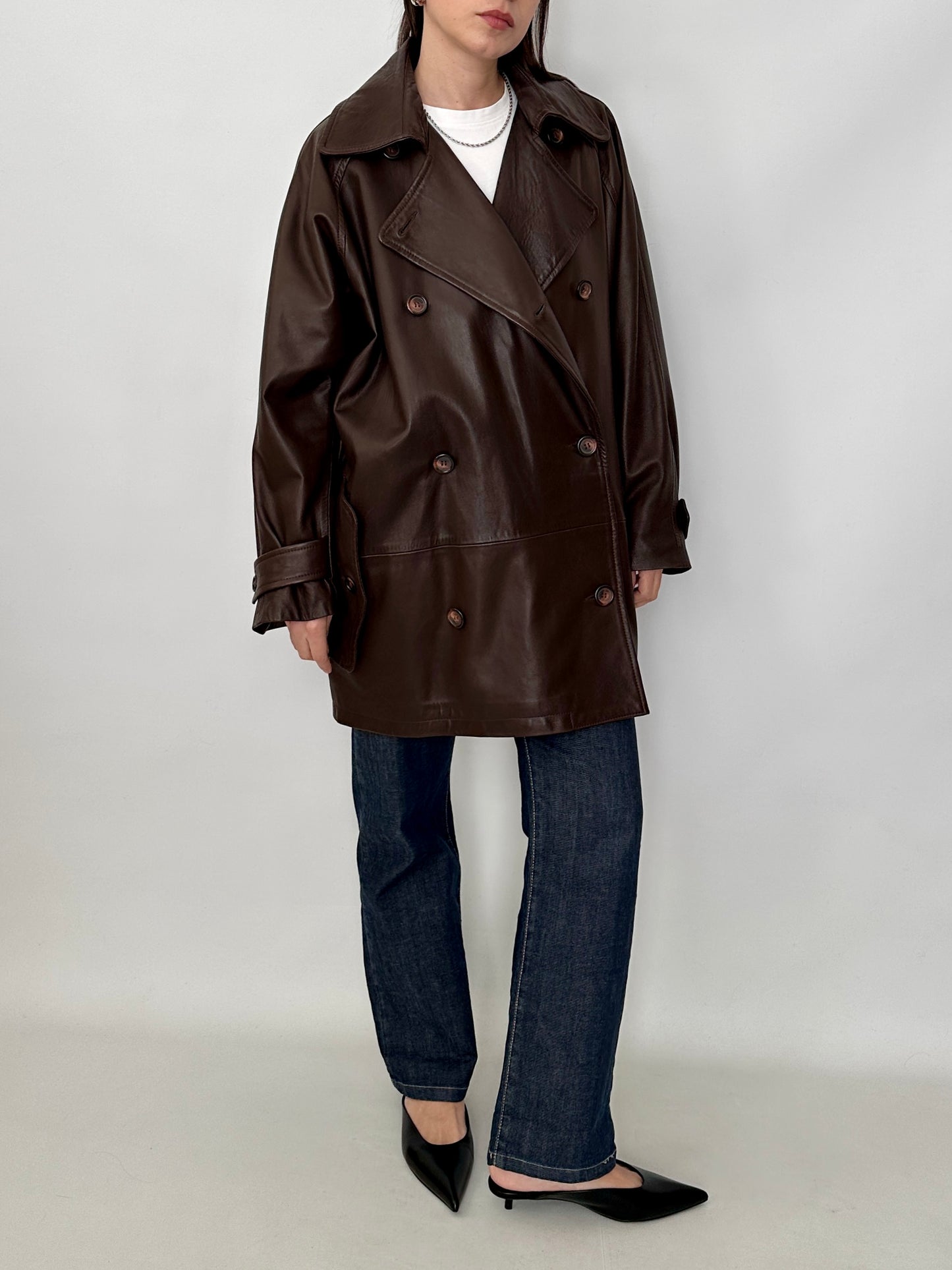 Chocolate brown soft leather caban