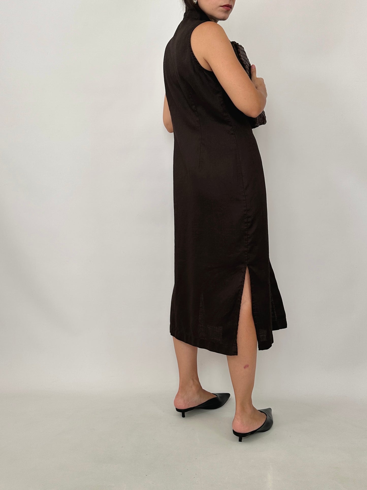 Chocolate Midi Mandarin Dress