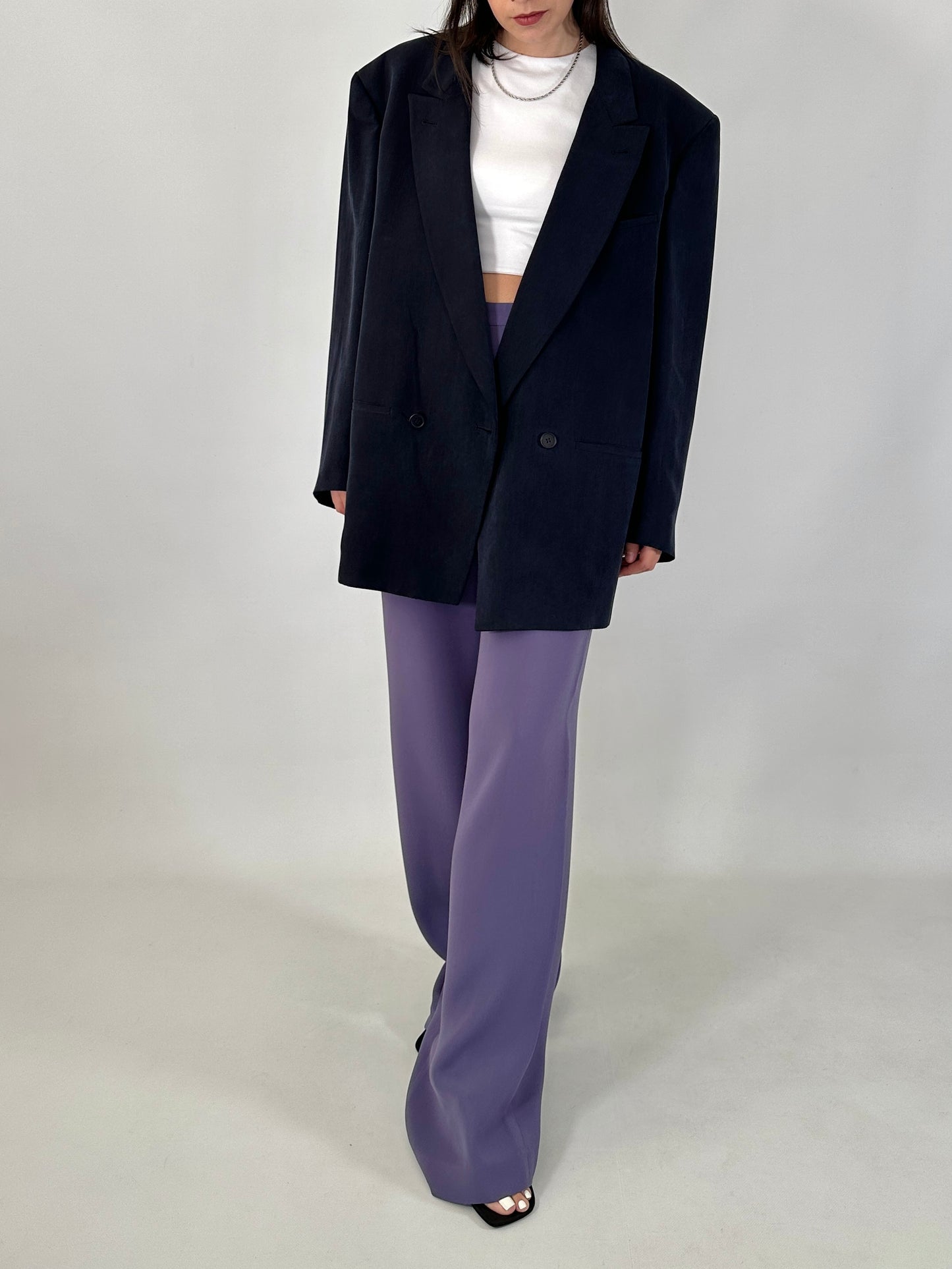 Wide leg pure silk trousers
